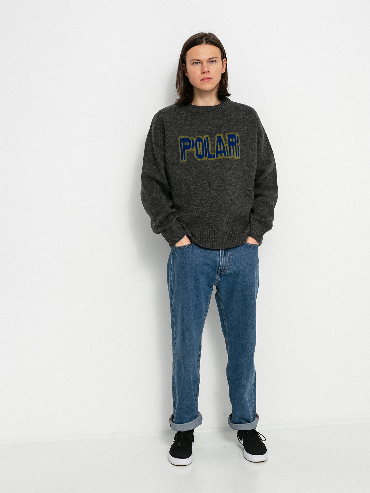 Polar Skate Earthquake Logo Knit Sweater - grey (grey)