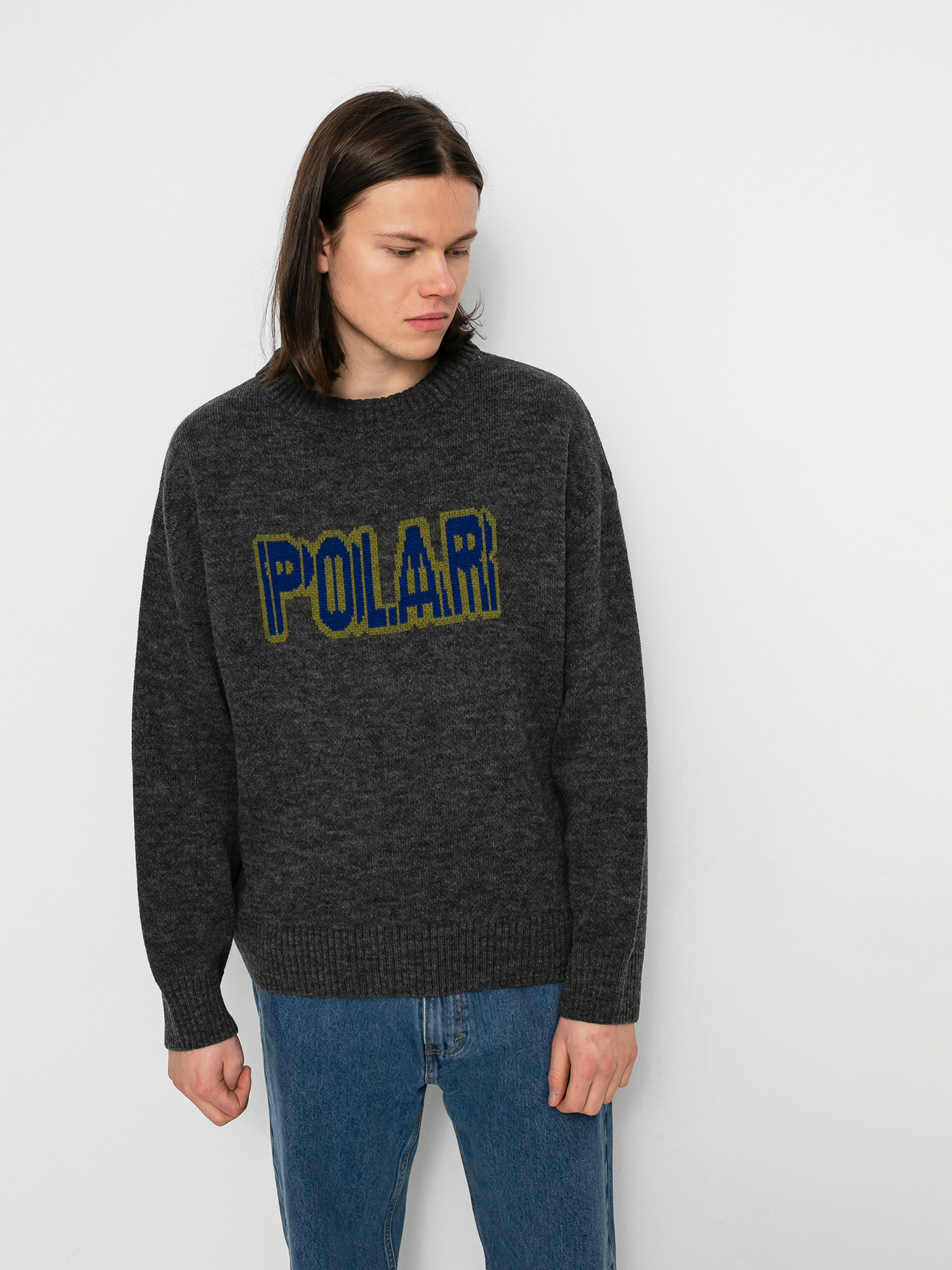 Polar Skate Earthquake Logo Knit Sweater (grey)