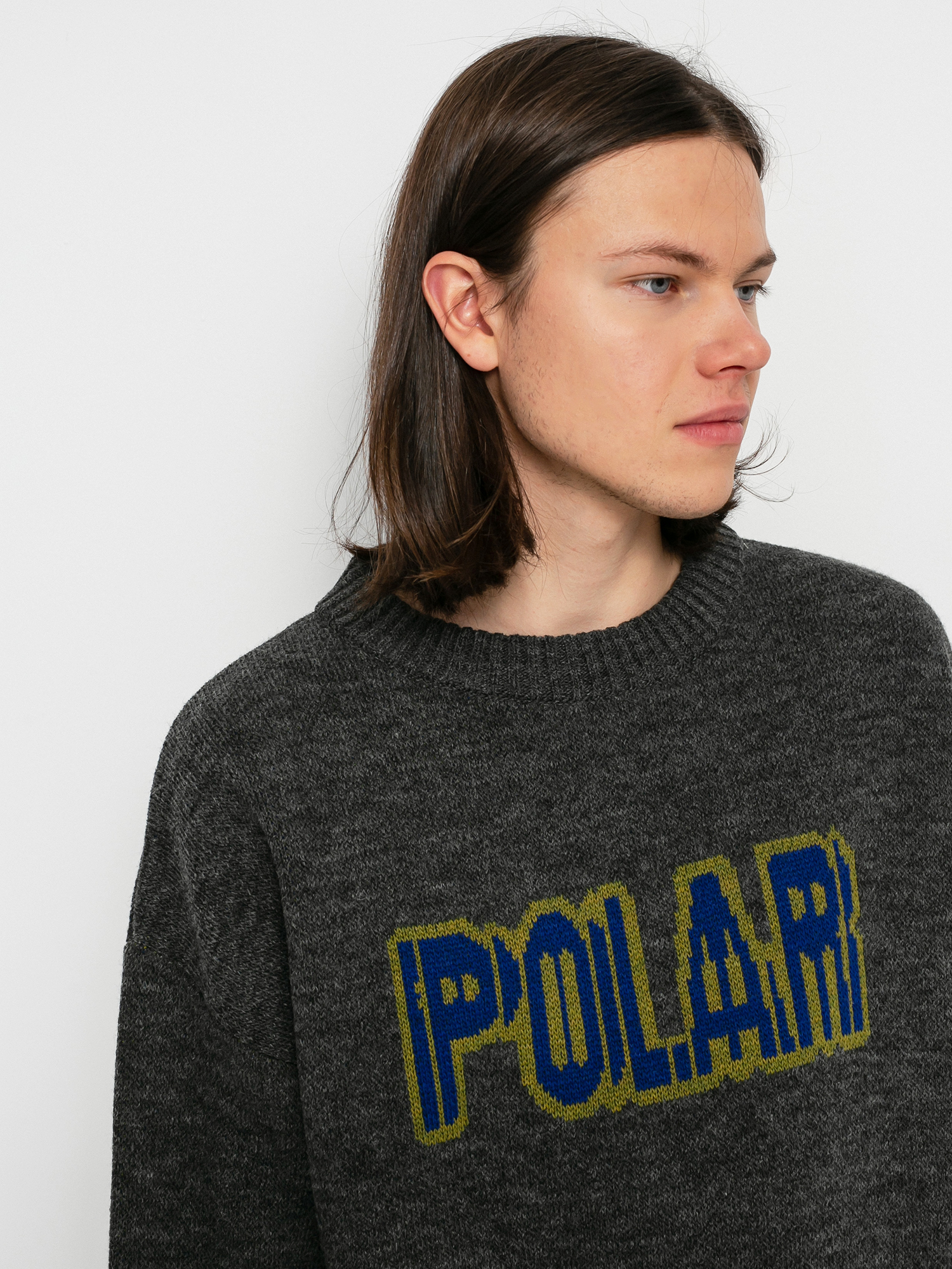 Polar Skate Earthquake Logo Knit Sweater (grey)