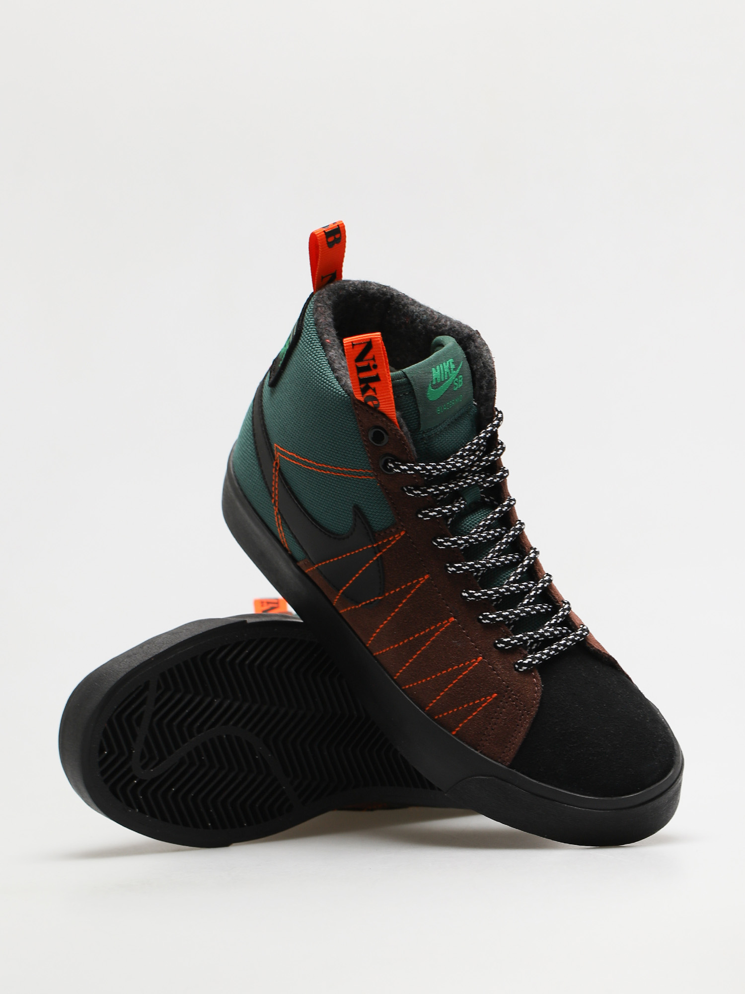 Nike SB Zoom Blazer Mid Premium Shoes (noble green/black white safety orange)