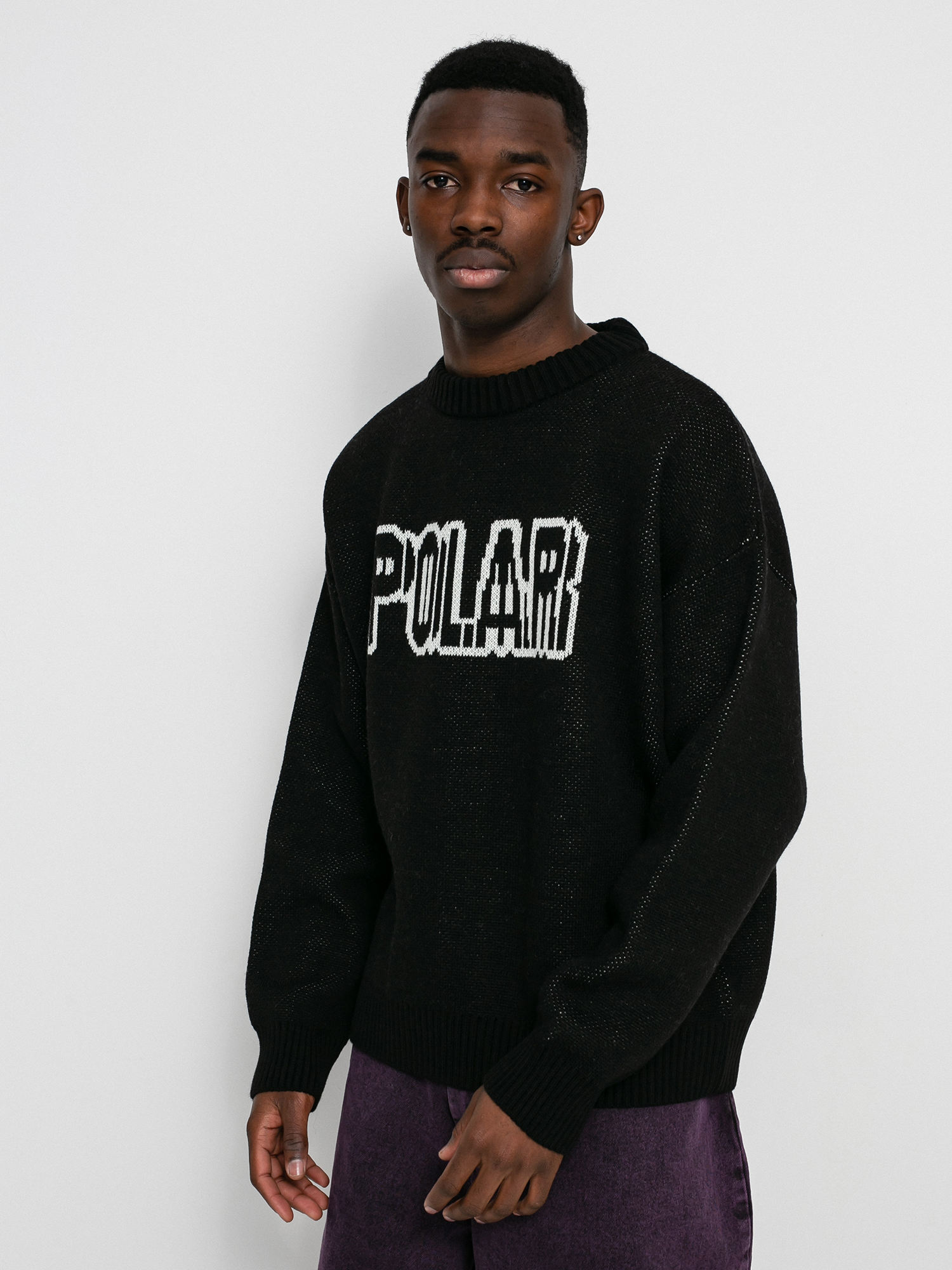 POLAR SKATE CO. EARTHKNIT SWEATER  BLACKワイドフィット