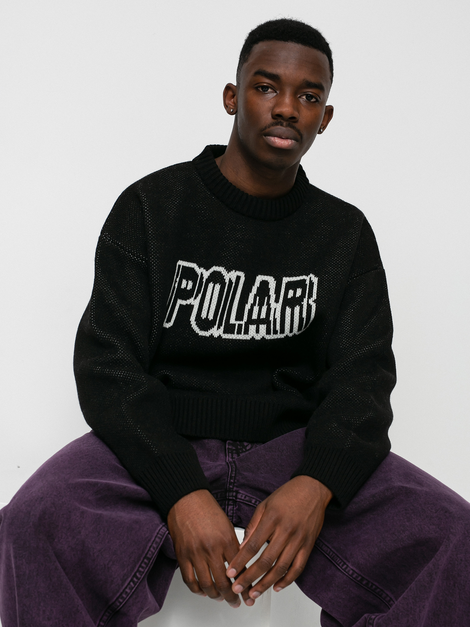 Polar Skate Earthquake Logo Knit Sweater (black)