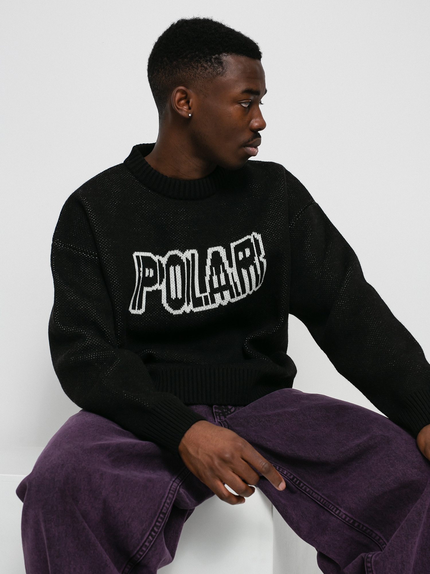 男女兼用 POLAR SKATE CO. EARTHKNIT SWEATER BLACK