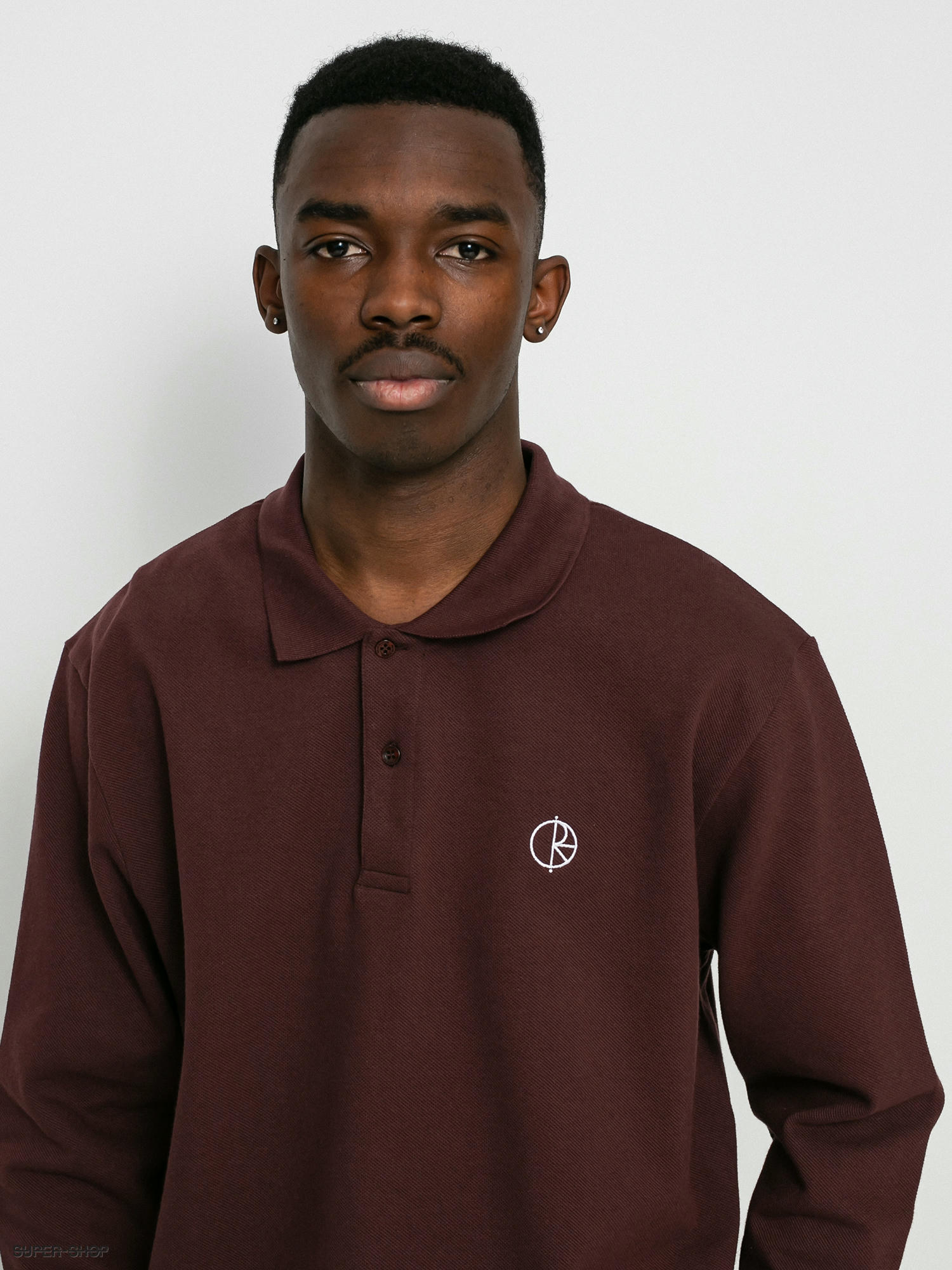 burgundy polo long sleeve