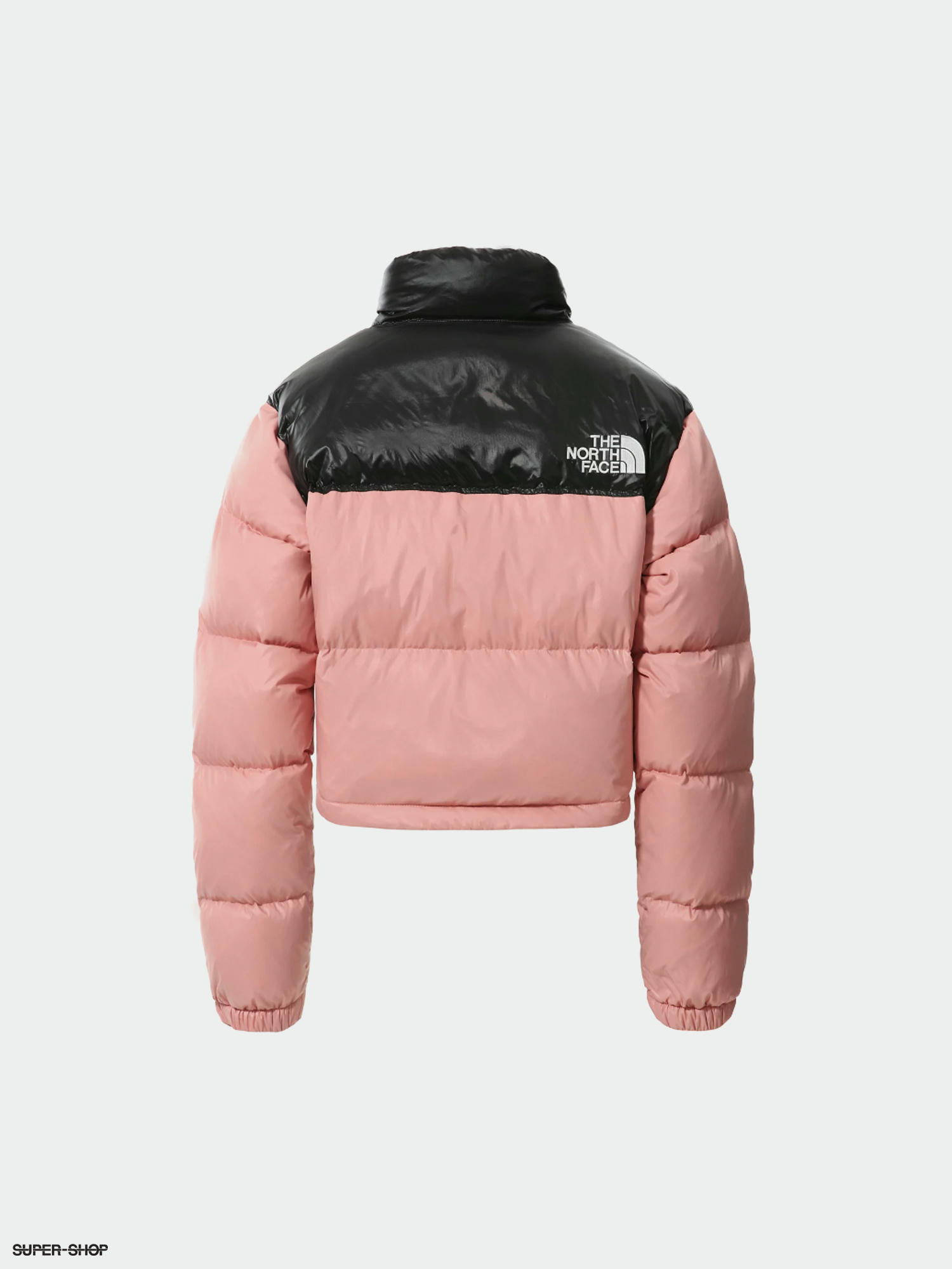 light pink north face puffer jacket