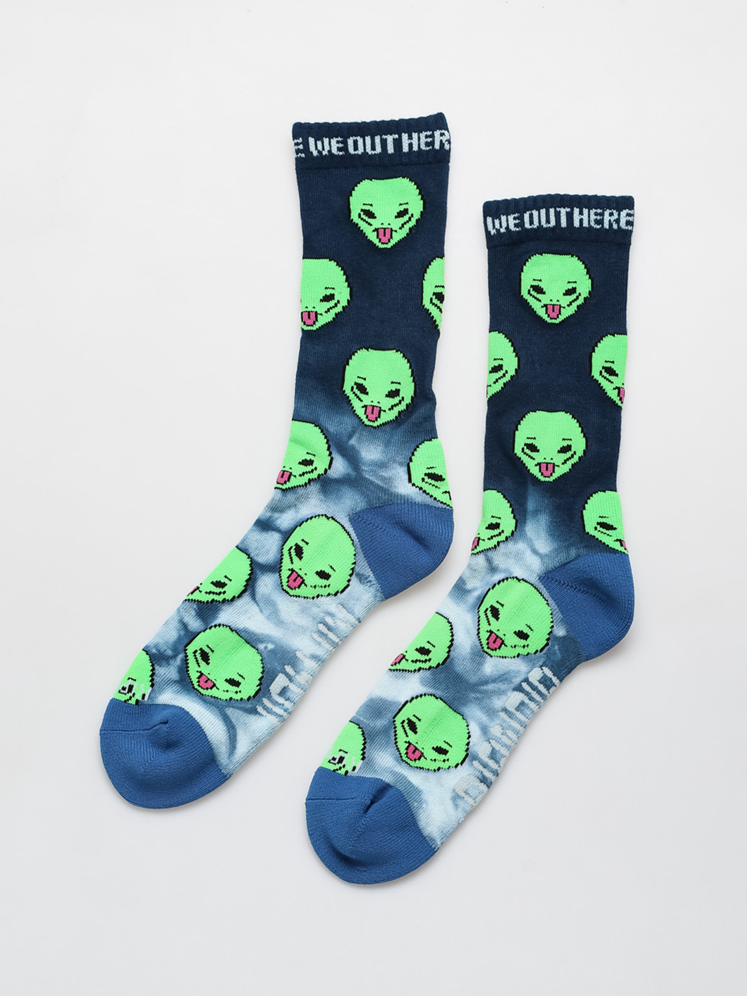 RipNDip We Out Here Socks (blue/neon tie dye)