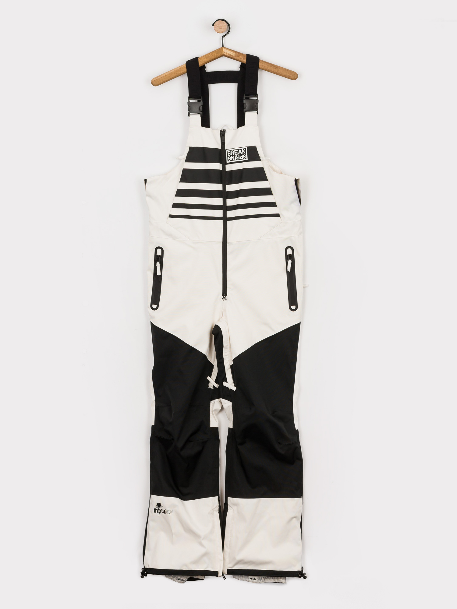 Mens ThirtyTwo Spring Break Bib Snowboard pants (white/black)