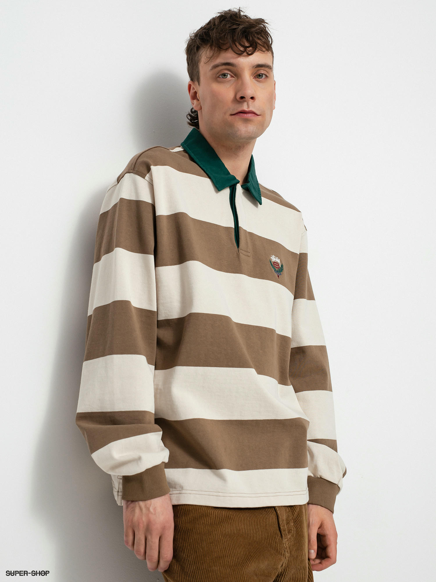 Stussy Big Stripe Rugby Polo t-shirt (natural)