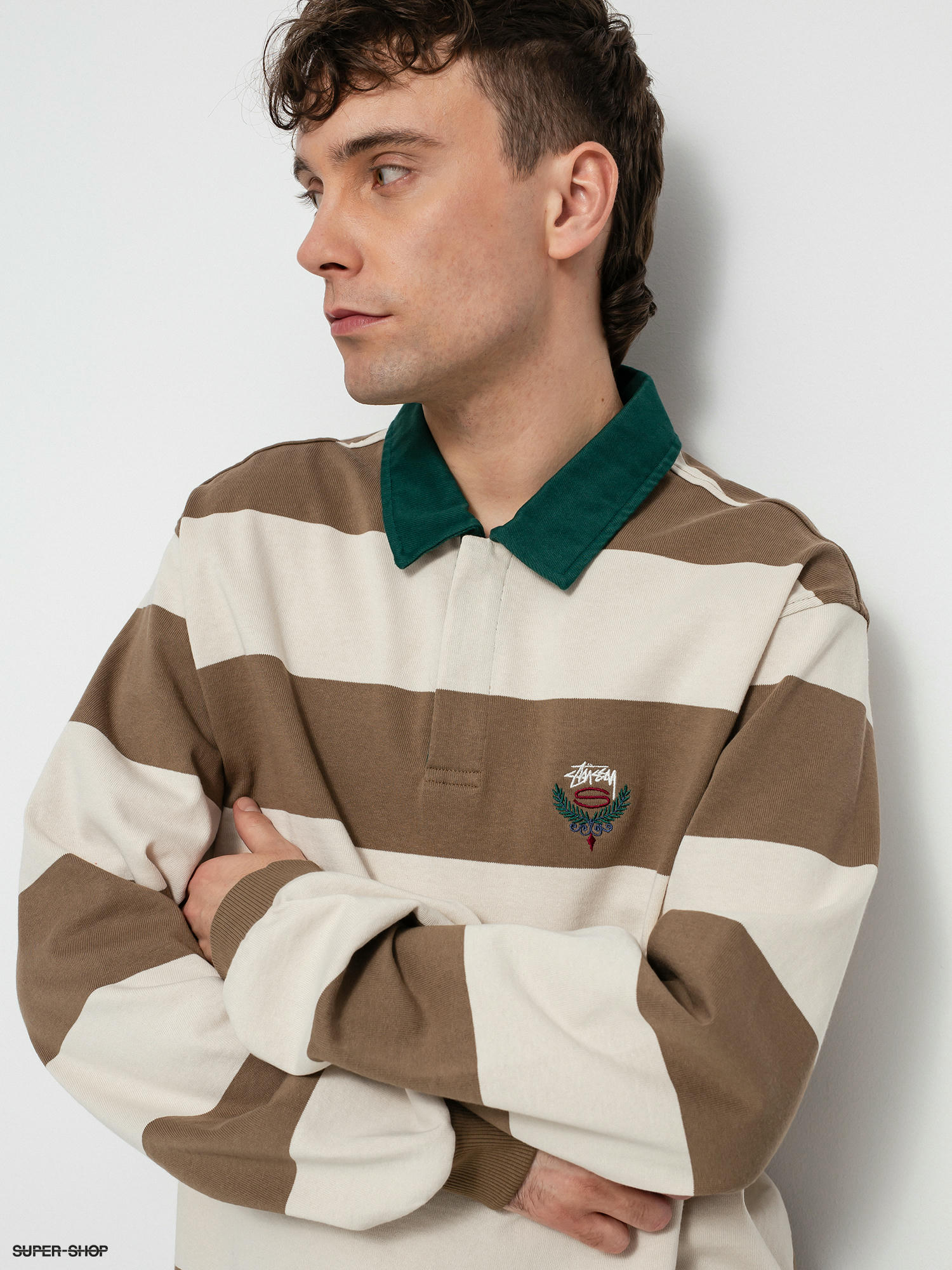 Stussy Big Stripe Rugby Polo t-shirt (natural)