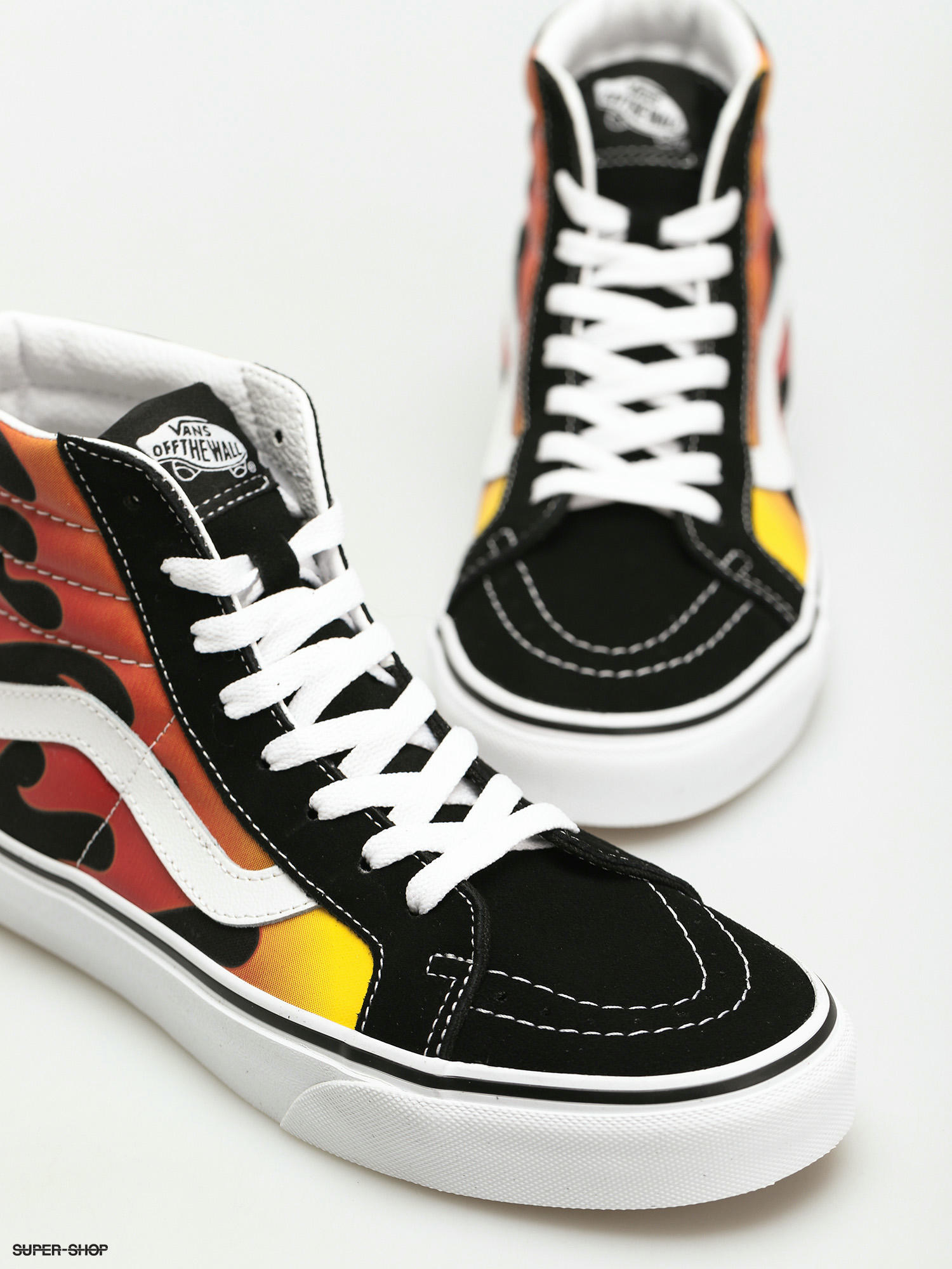 platform vans with flames