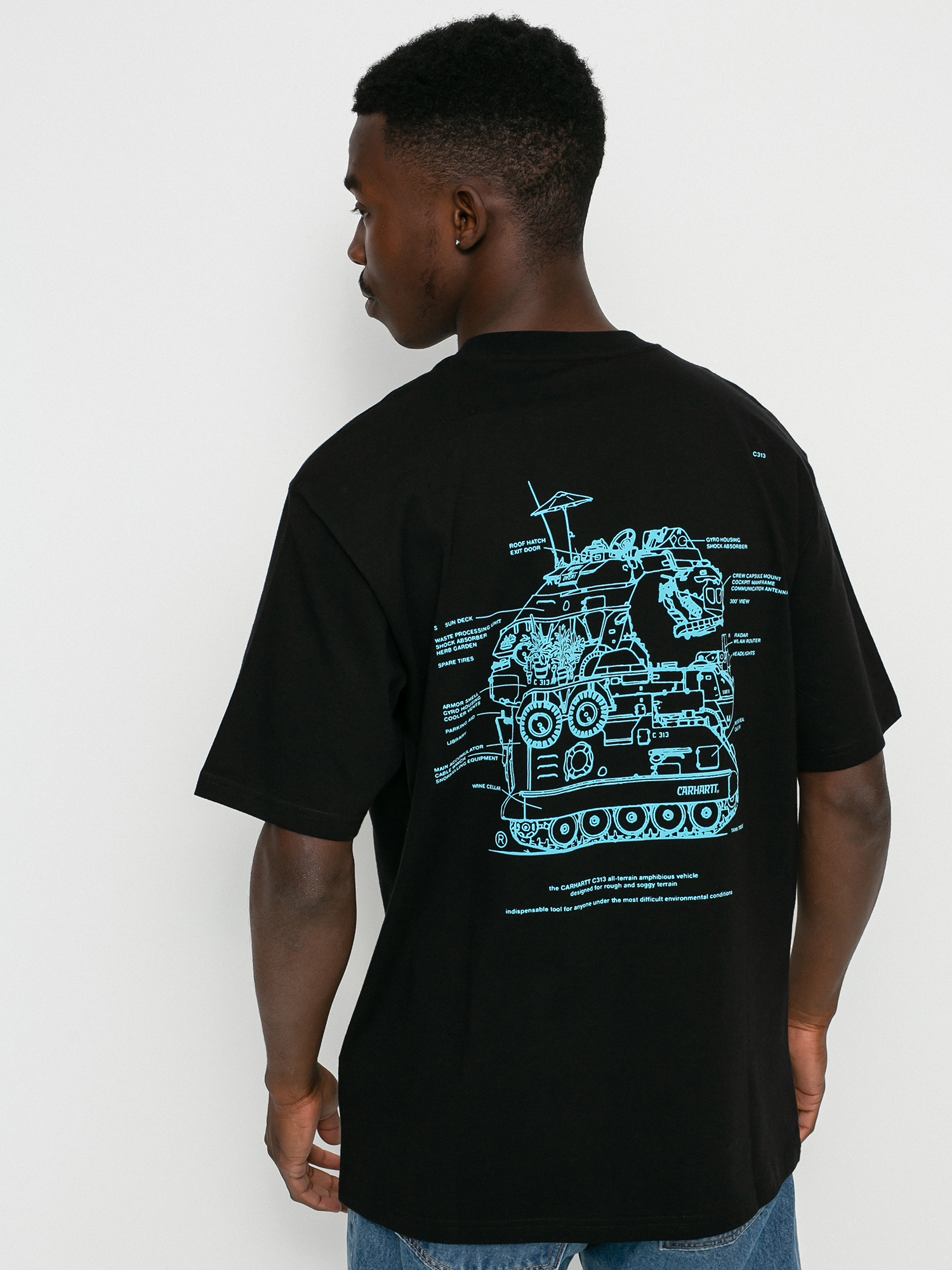 [CARHARTT]★韓国大人気★S/S BLUEPRINT T-SHIRT Carhartt WIP Blueprint T-shirt - black (black/light blue)