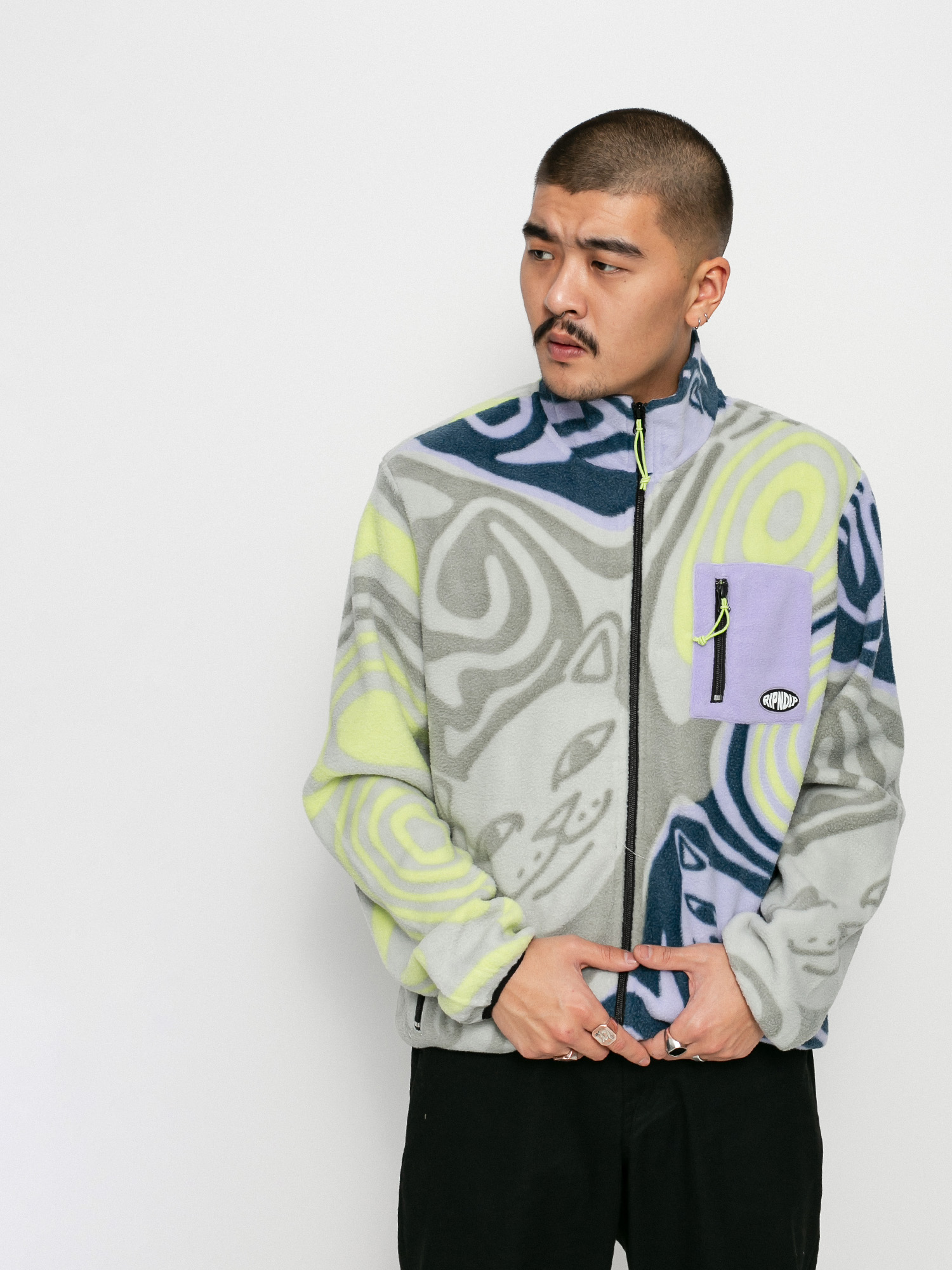 Mens RipNDip Hypnotic Fleece Fleece (grey/lavender/neon)