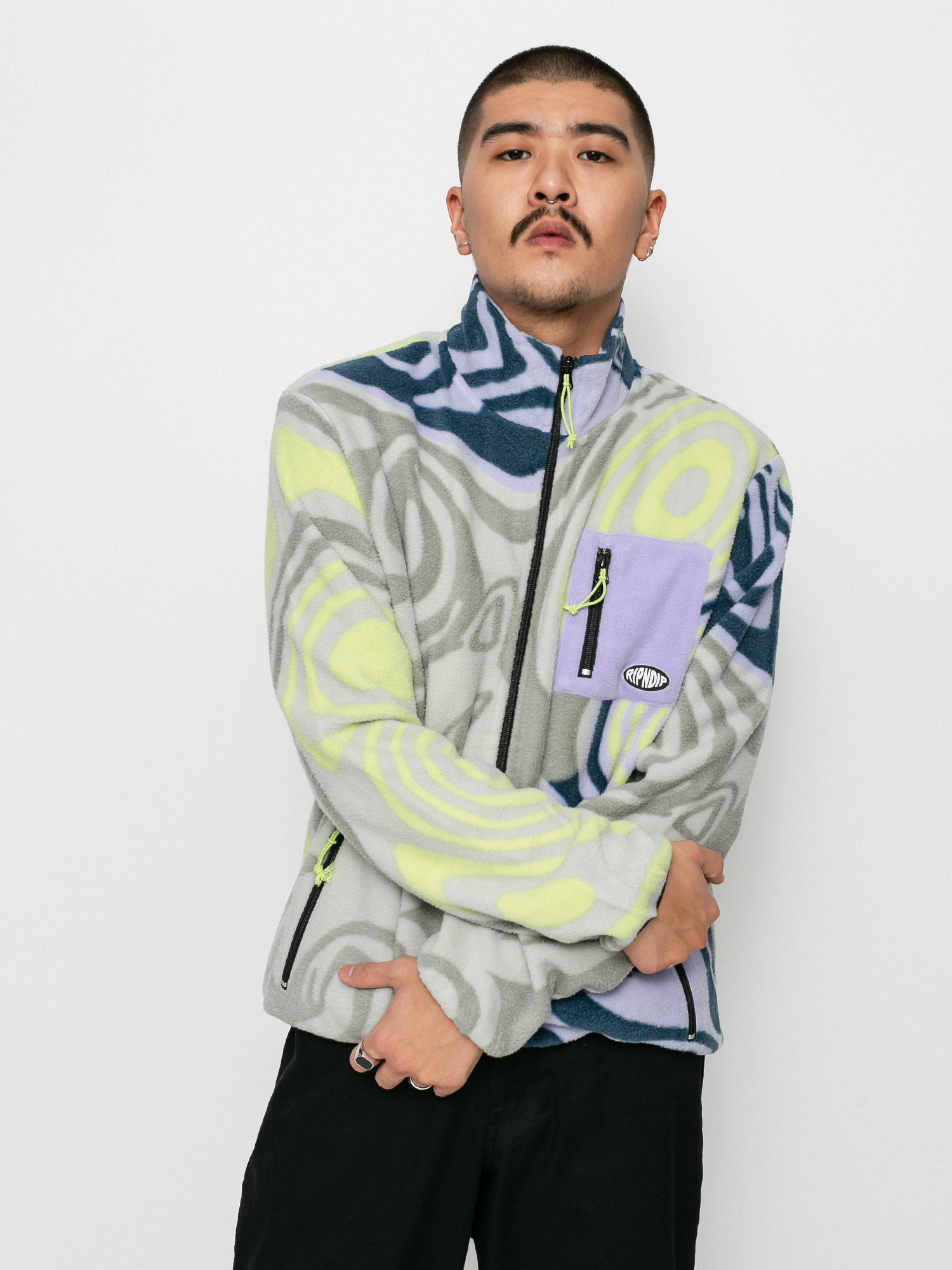 Mens RipNDip Hypnotic Fleece Fleece (grey/lavender/neon)