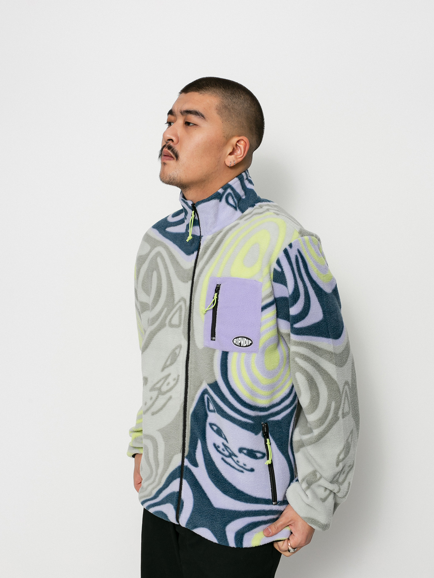Mens RipNDip Hypnotic Fleece Fleece (grey/lavender/neon)
