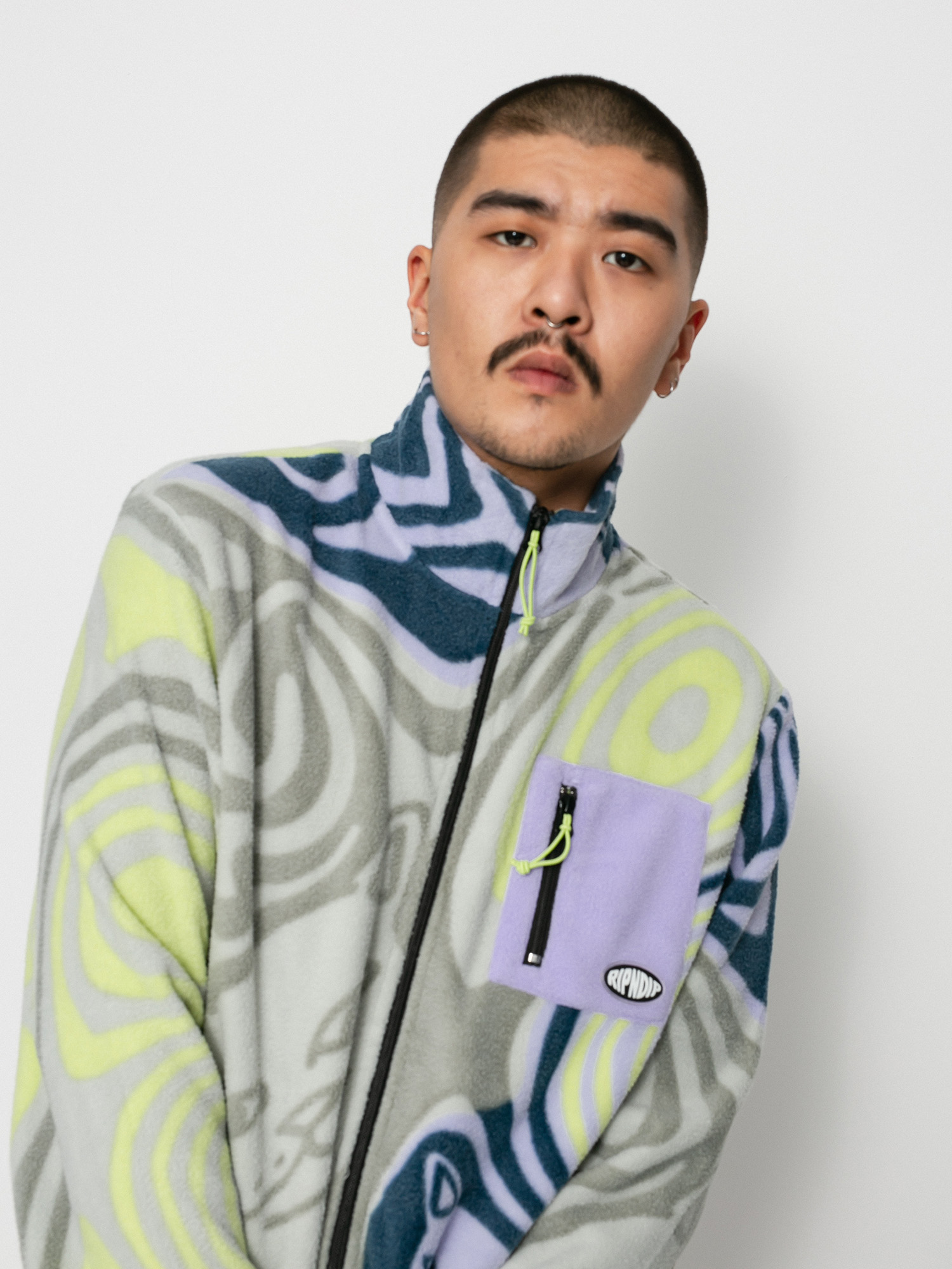 Mens RipNDip Hypnotic Fleece Fleece (grey/lavender/neon)