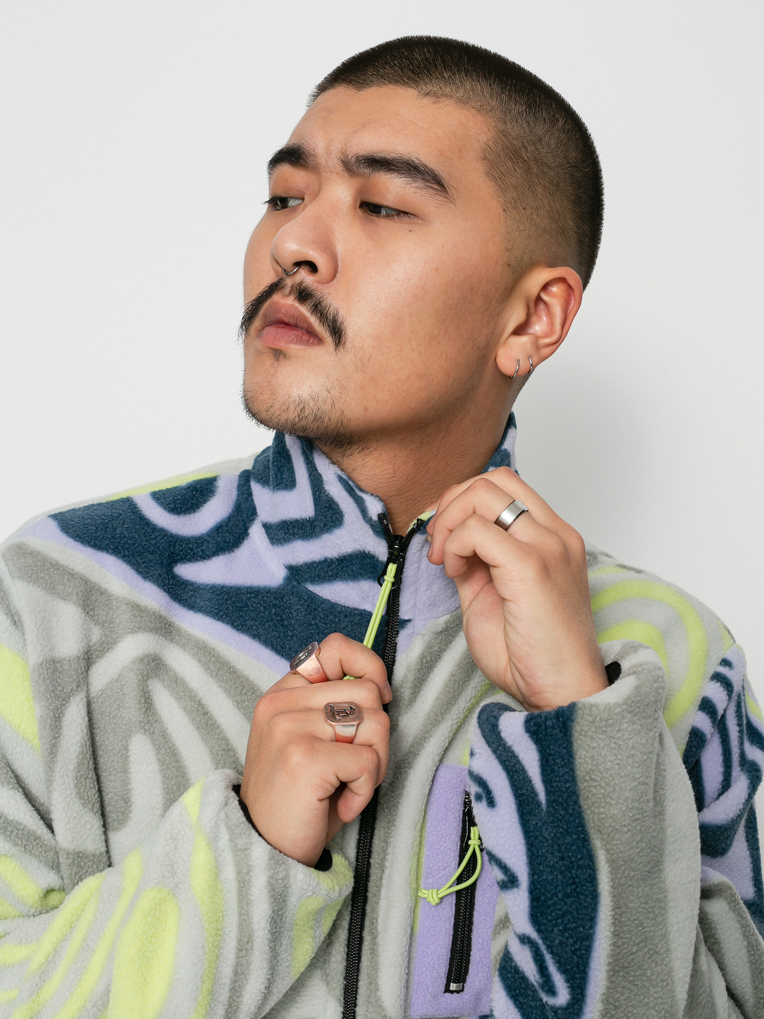 Mens RipNDip Hypnotic Fleece Fleece (grey/lavender/neon)