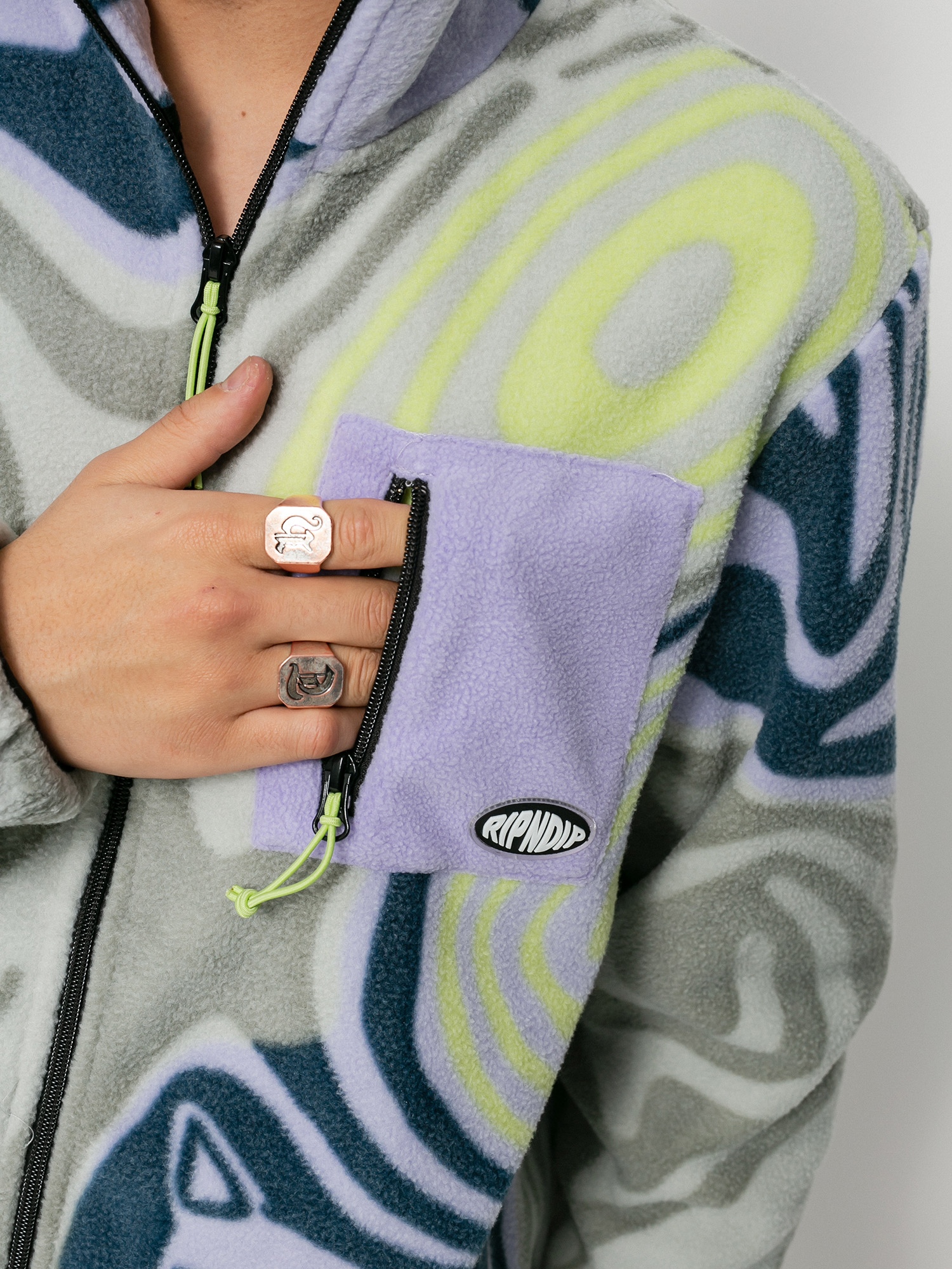 Mens RipNDip Hypnotic Fleece Fleece (grey/lavender/neon)