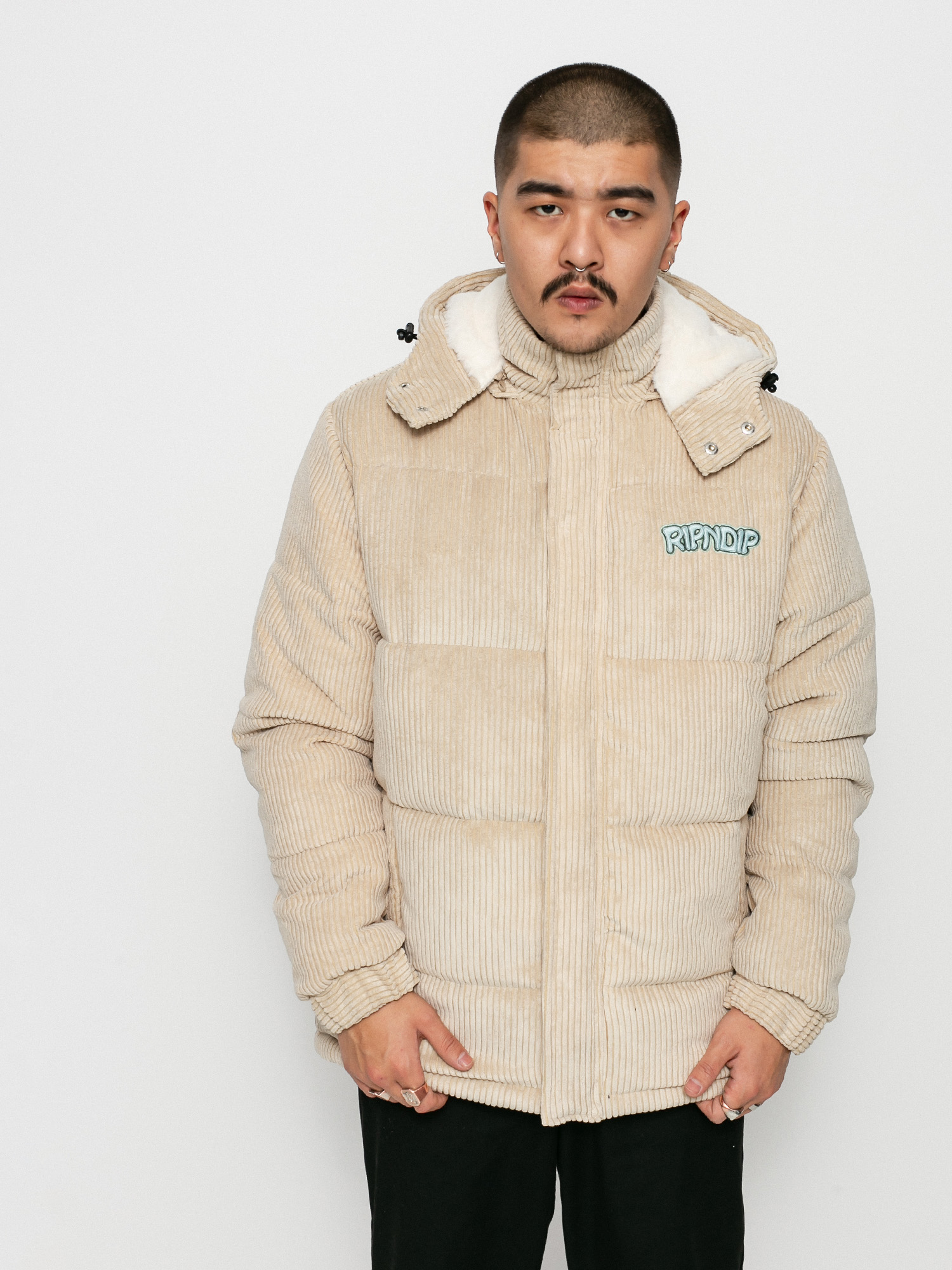 RipNDip Intertwined Corduroy Puffer Jacket - beige (khaki) 