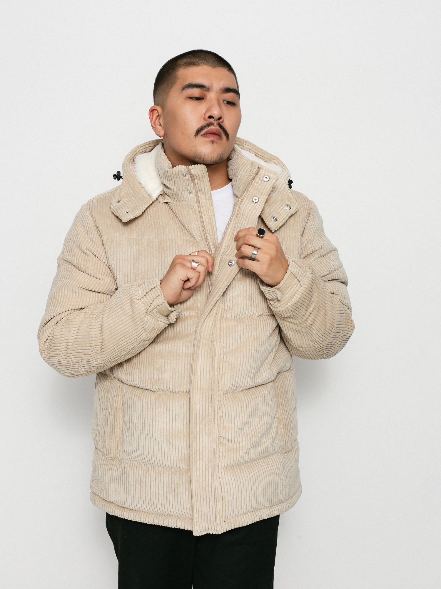 RipNDip Intertwined Corduroy Puffer Jacket (khaki)