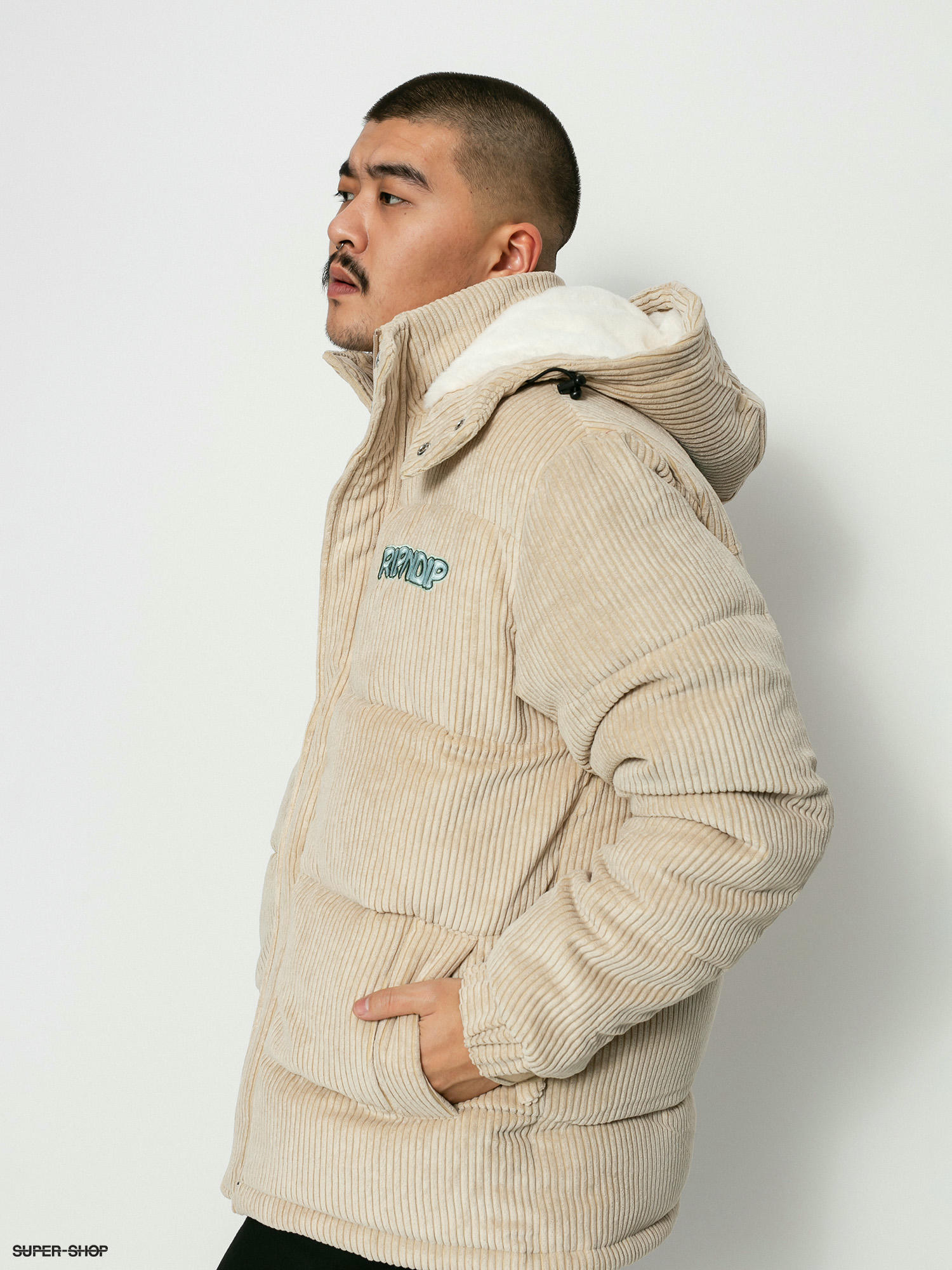 RipNDip Intertwined Corduroy Puffer Jacket (khaki)