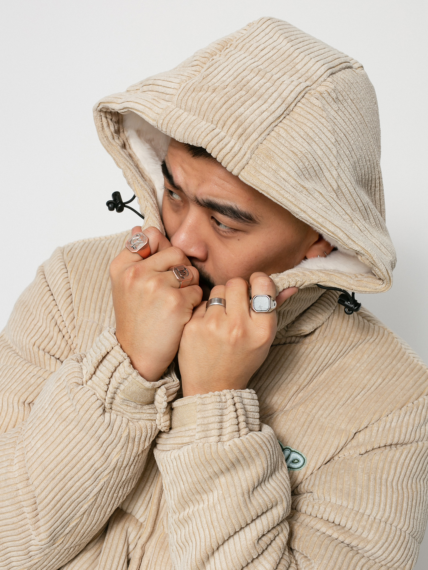 RipNDip Intertwined Corduroy Puffer Jacket (khaki)