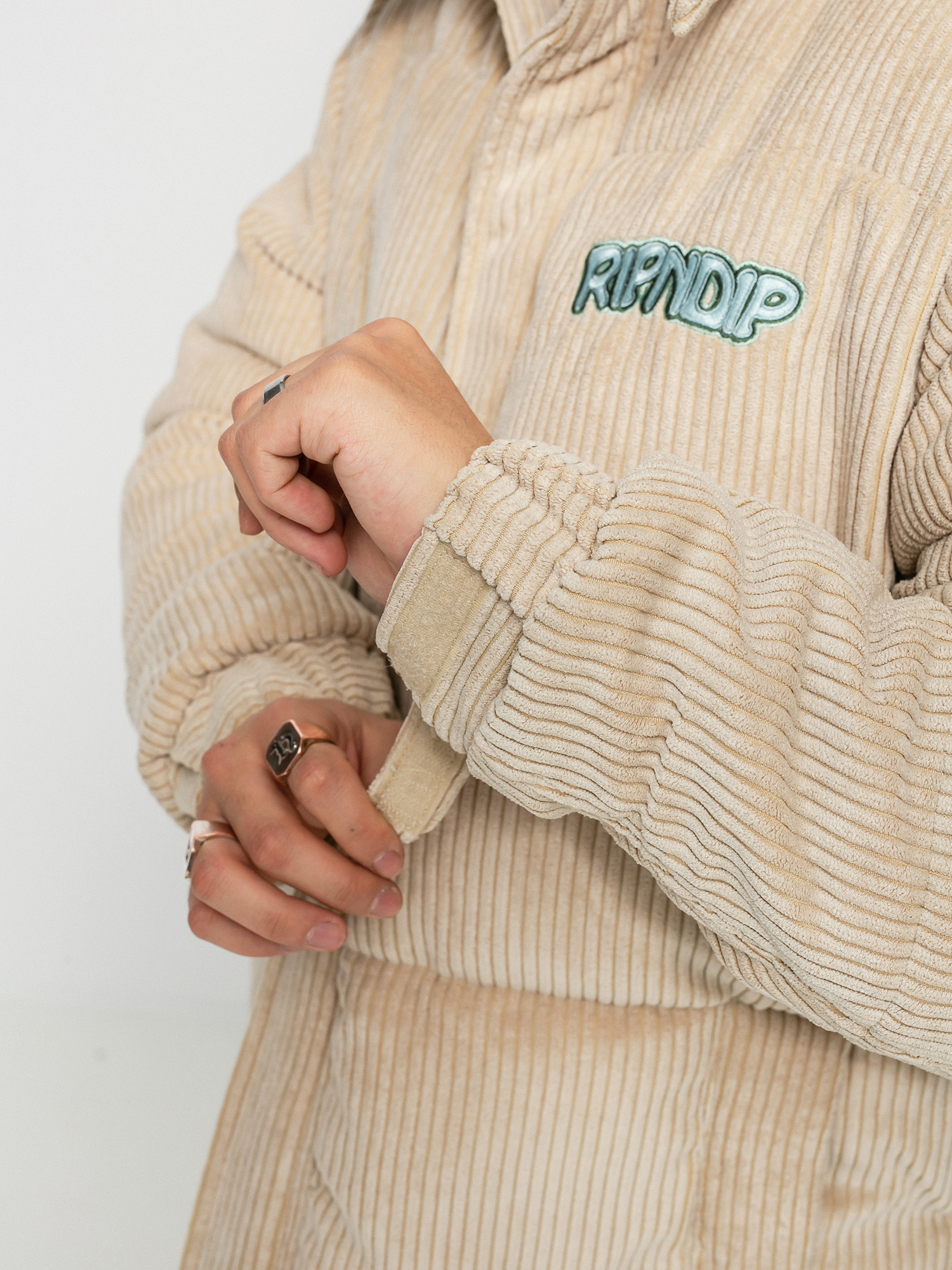 RipNDip Intertwined Corduroy Puffer Jacket (khaki)