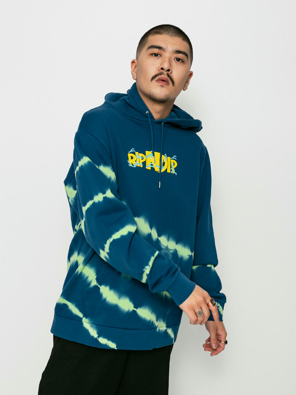 RipNDip Super Sanerm HD Hoodie (navy/neon green dye)