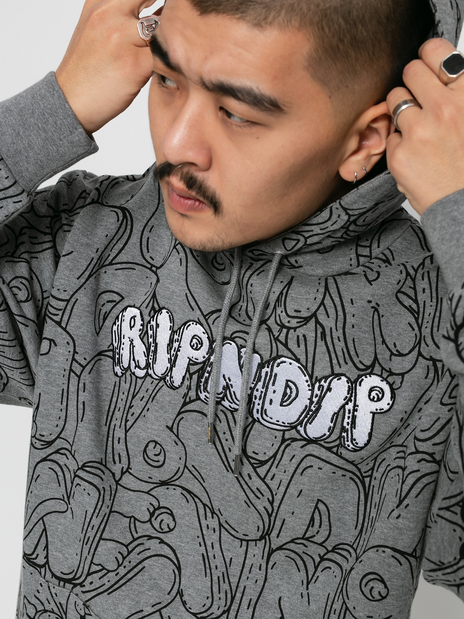 Ripndip Bubble Bobble Pullover Hoodie S パーカー RipNDip Bubble Bobble HD Hoodie - grey (charcoal heather)