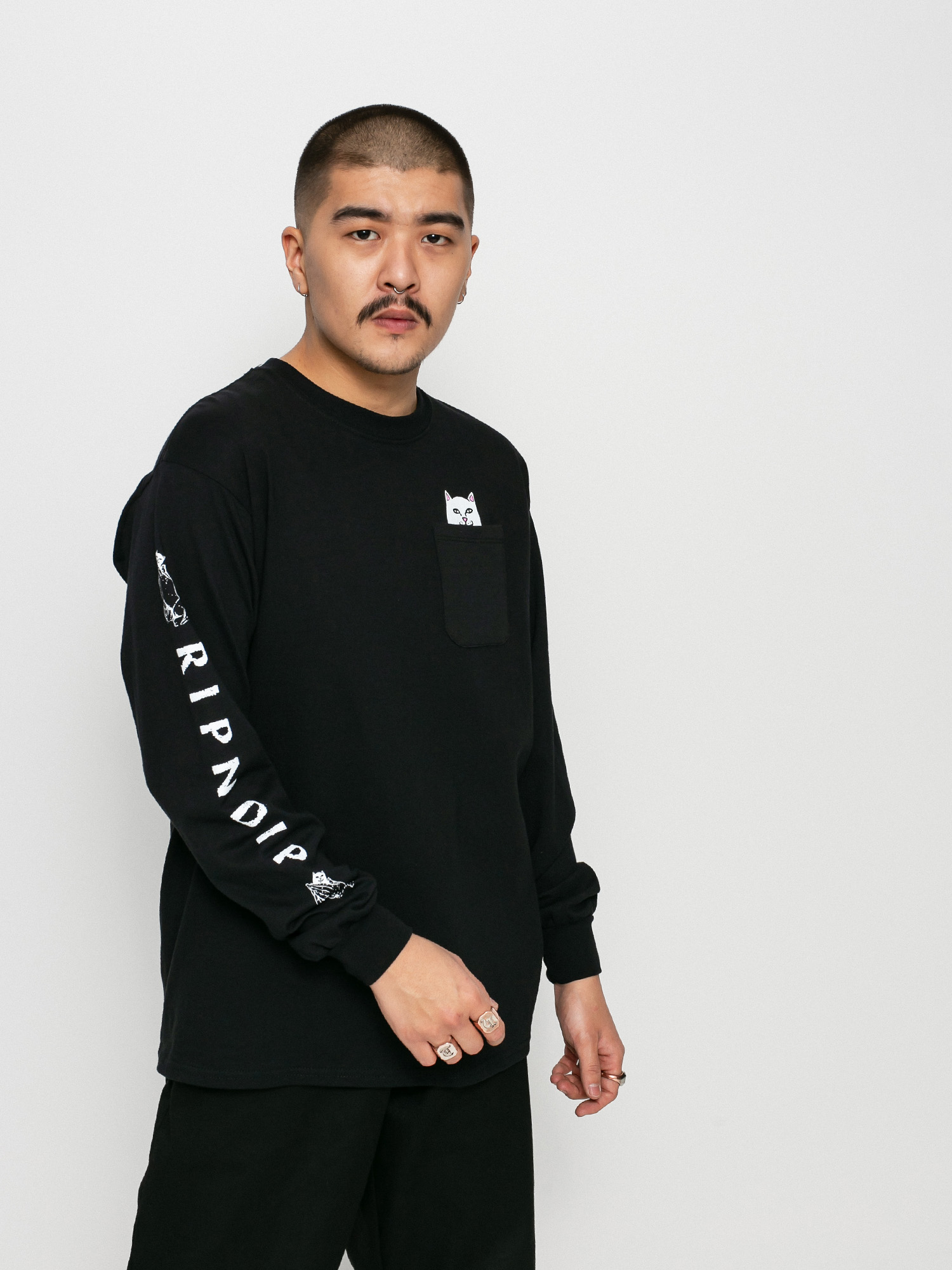 RipNDip Longsleeve Lord Nermal Pocket (black)