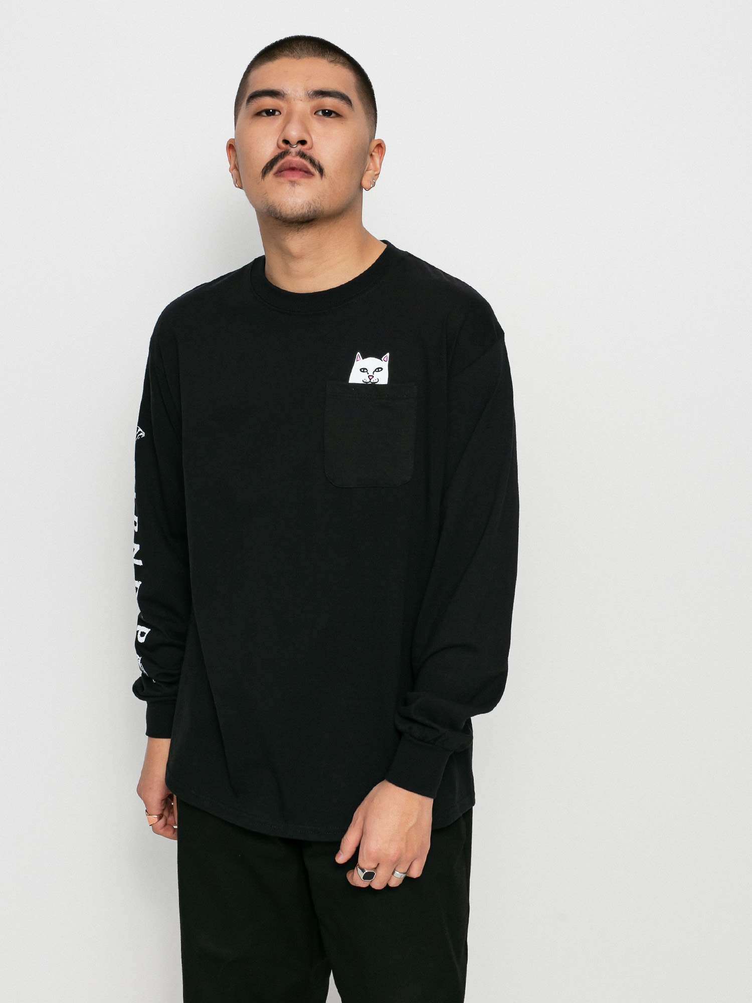 RipNDip Longsleeve Lord Nermal Pocket (black)