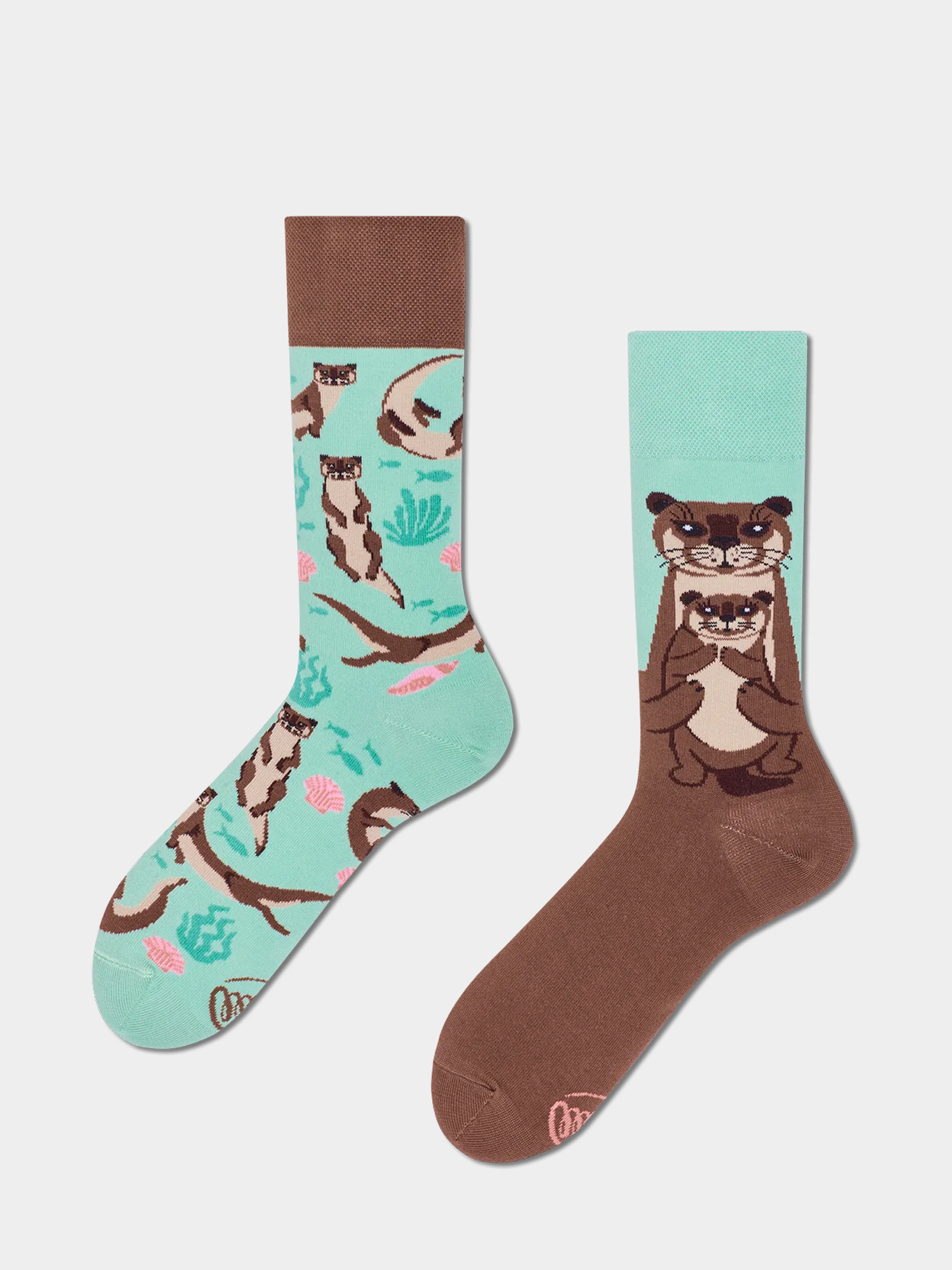 Many Mornings Otter Stories Socks (brown/light blue)