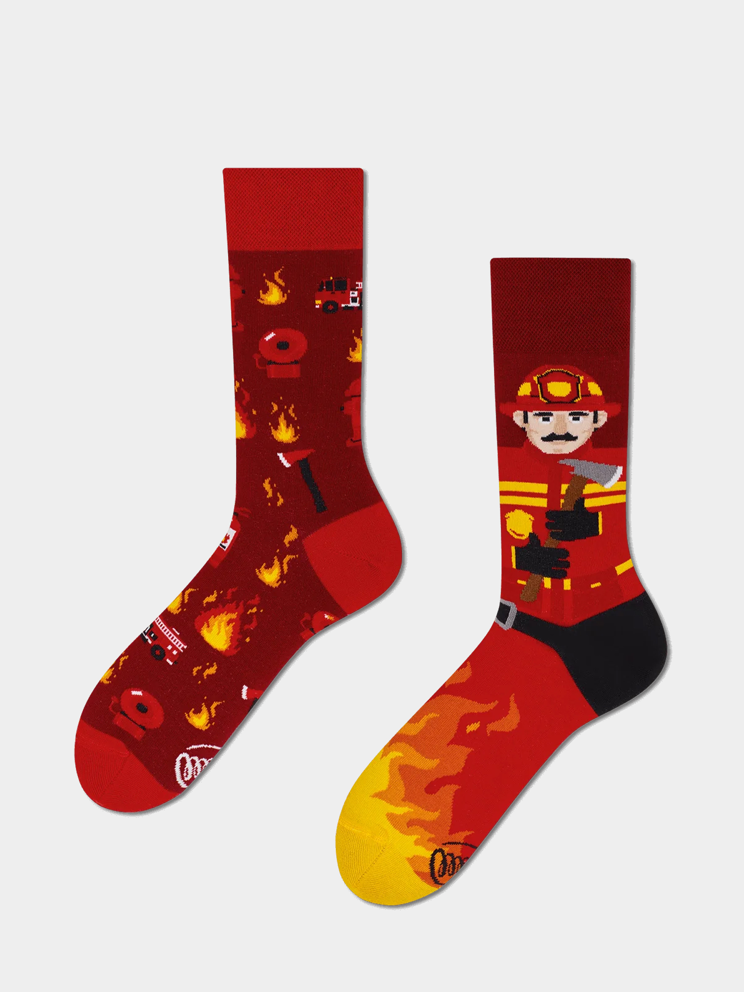 Many Mornings The Fireman Socken (red flame)