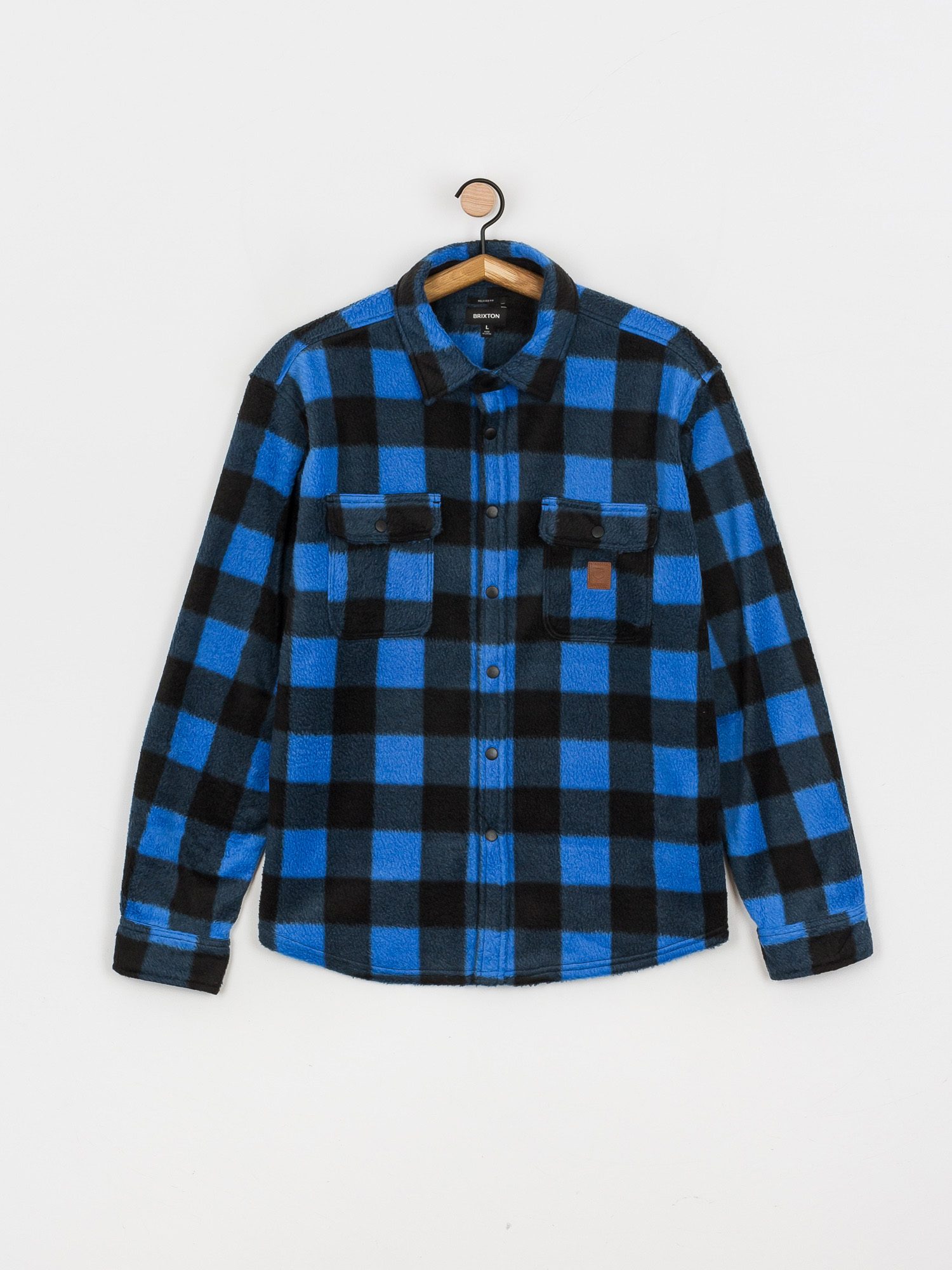 Brixton Bowery Arctic Stretch Flee Ls Shirt (blue plaid)