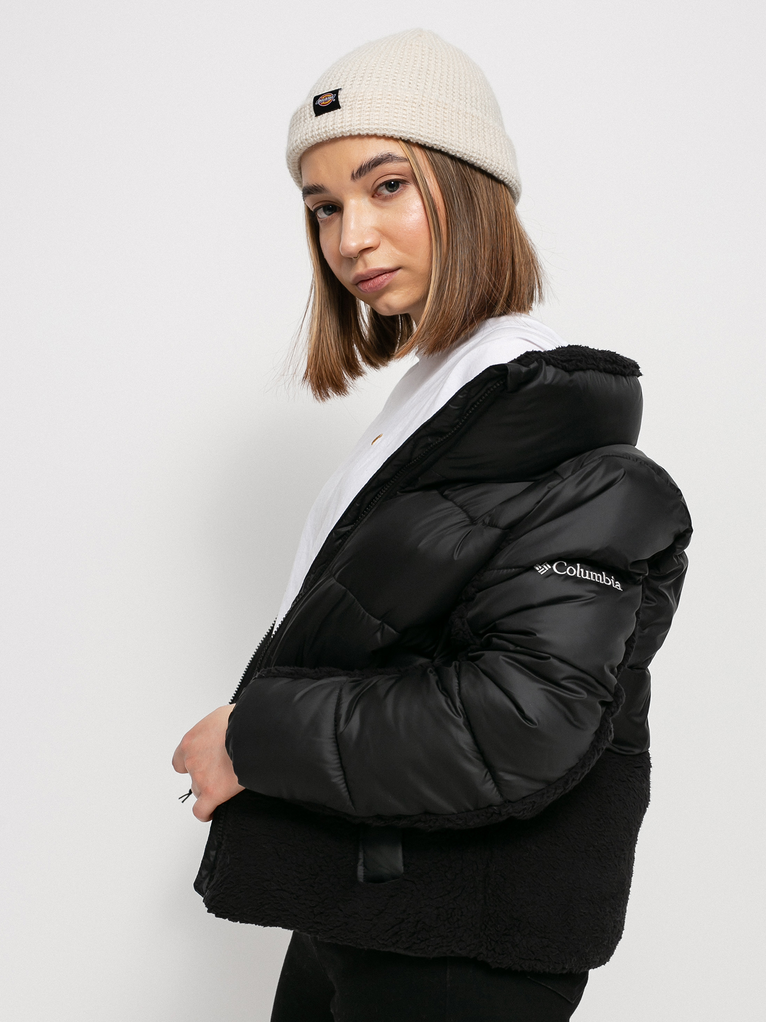 columbia leadbetter point sherpa jacket in cream