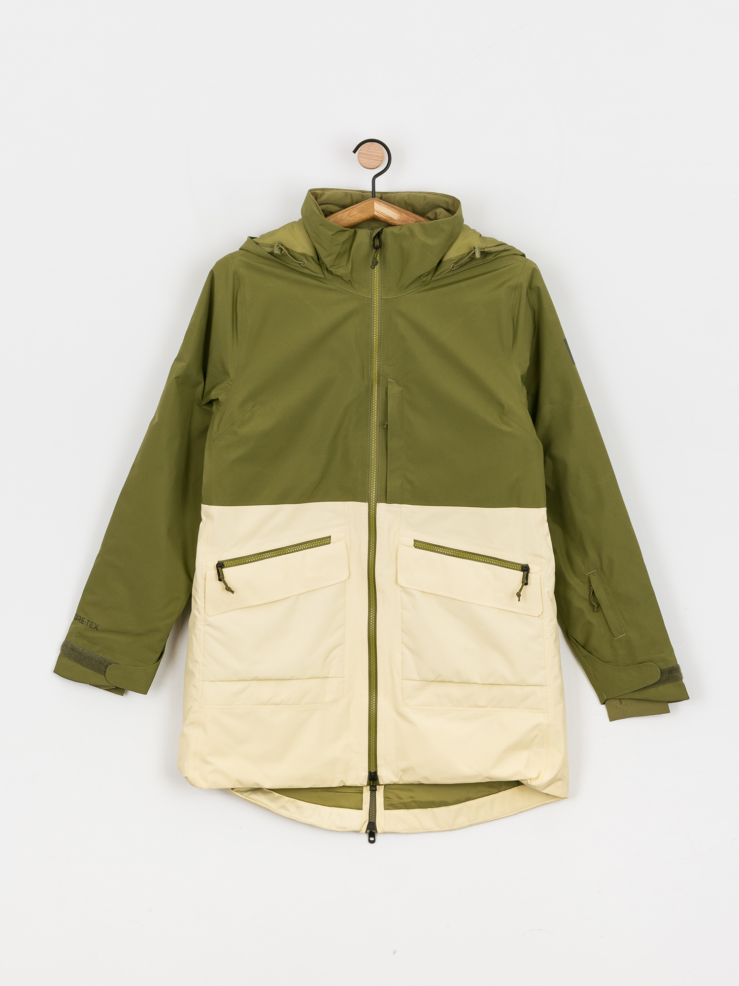 Damen Burton Gore Tex Treeline Snowboardjacke (martini olive/creme brulee)