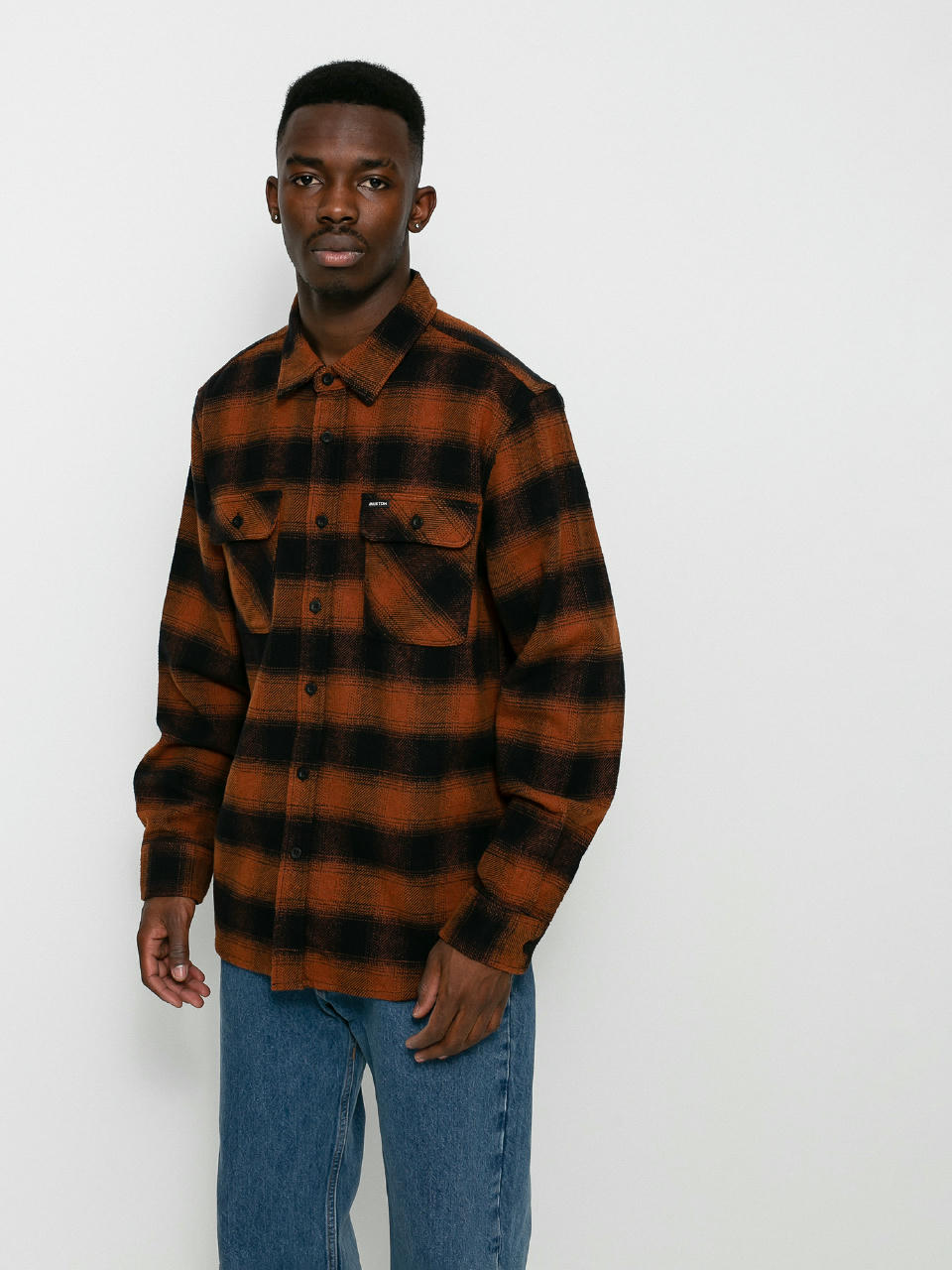 Brixton Bowery Orange & Black Flannel Shirt