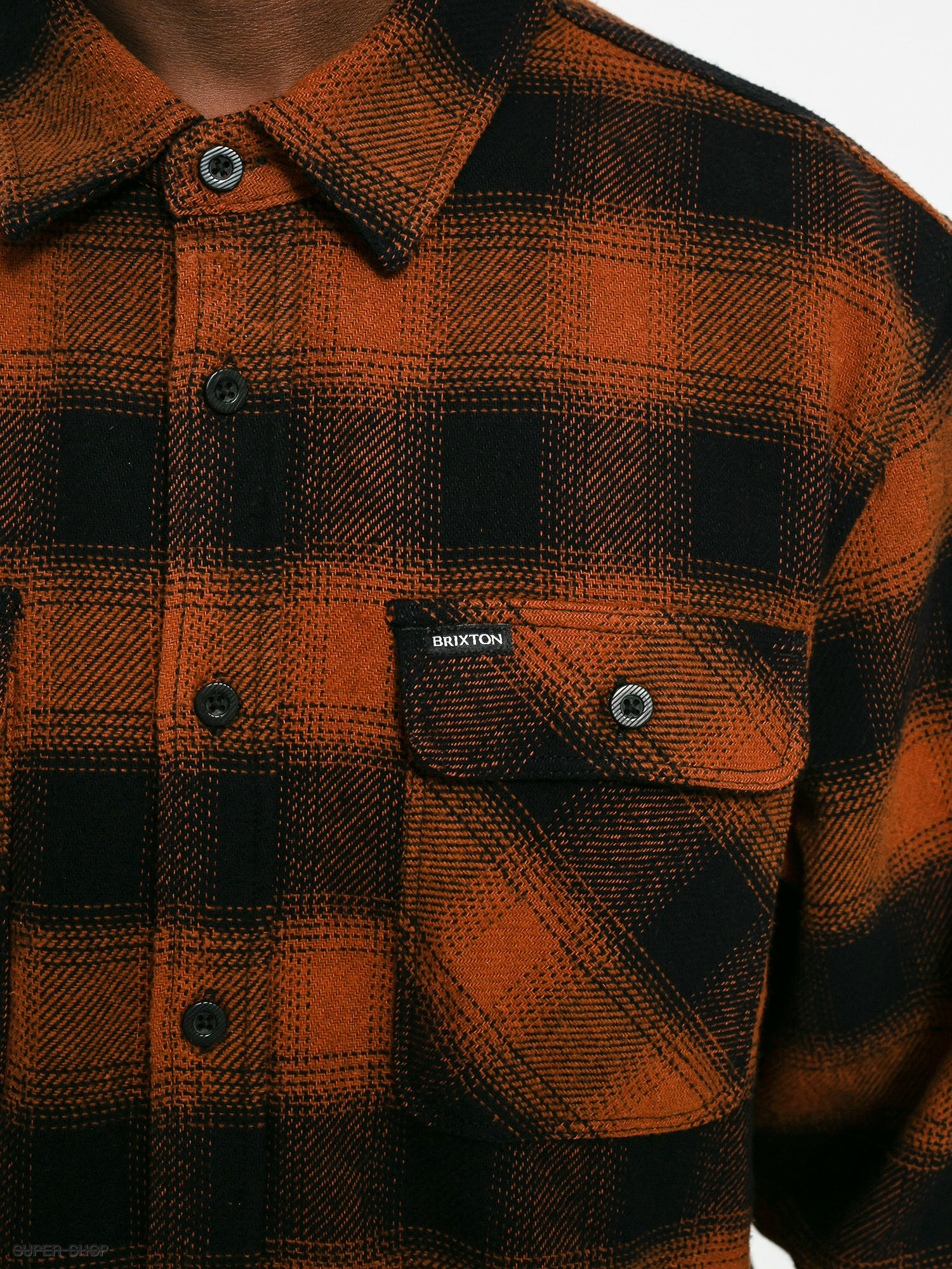 Brixton Bowery Orange & Black Flannel Shirt