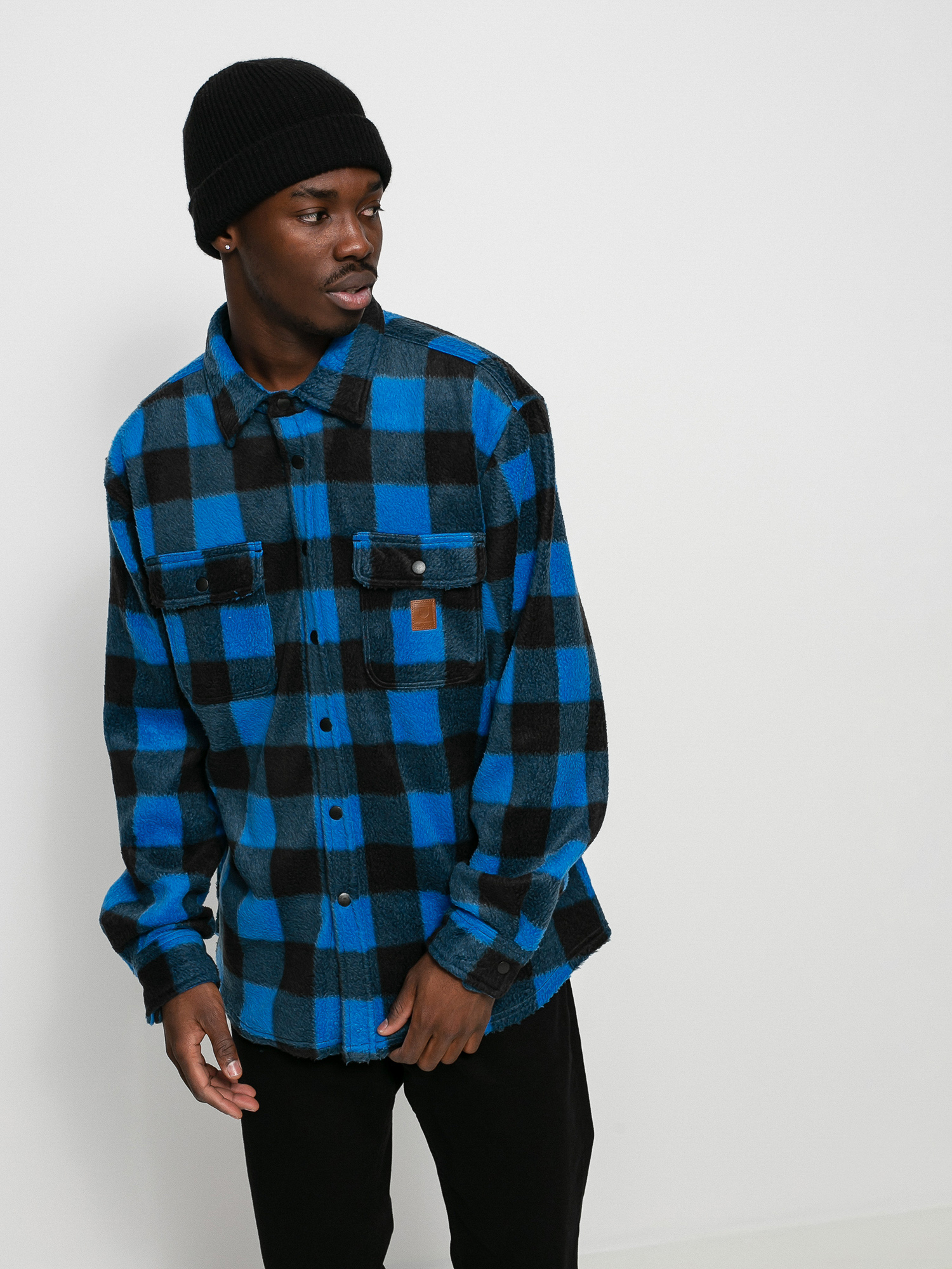 Brixton Bowery Arctic Stretch Flee Ls Shirt (blue plaid)