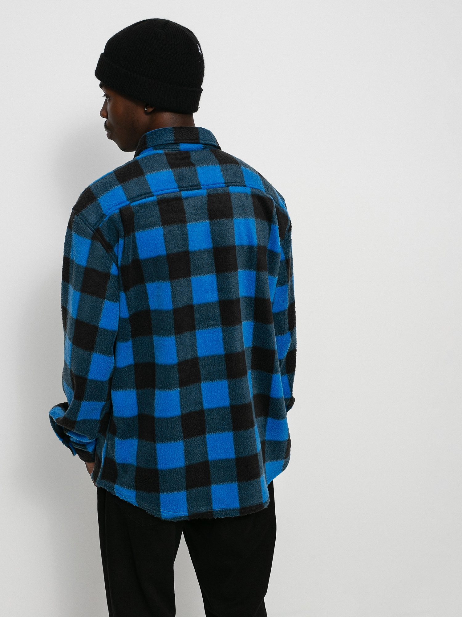 Brixton Bowery Arctic Stretch Flee Ls Shirt (blue plaid)