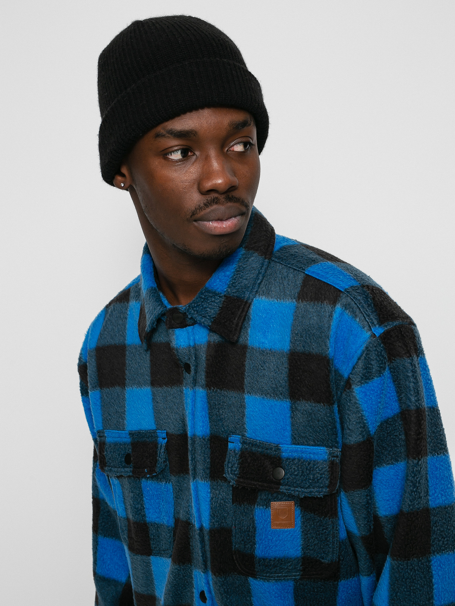 Brixton Bowery Arctic Stretch Flee Ls Shirt (blue plaid)