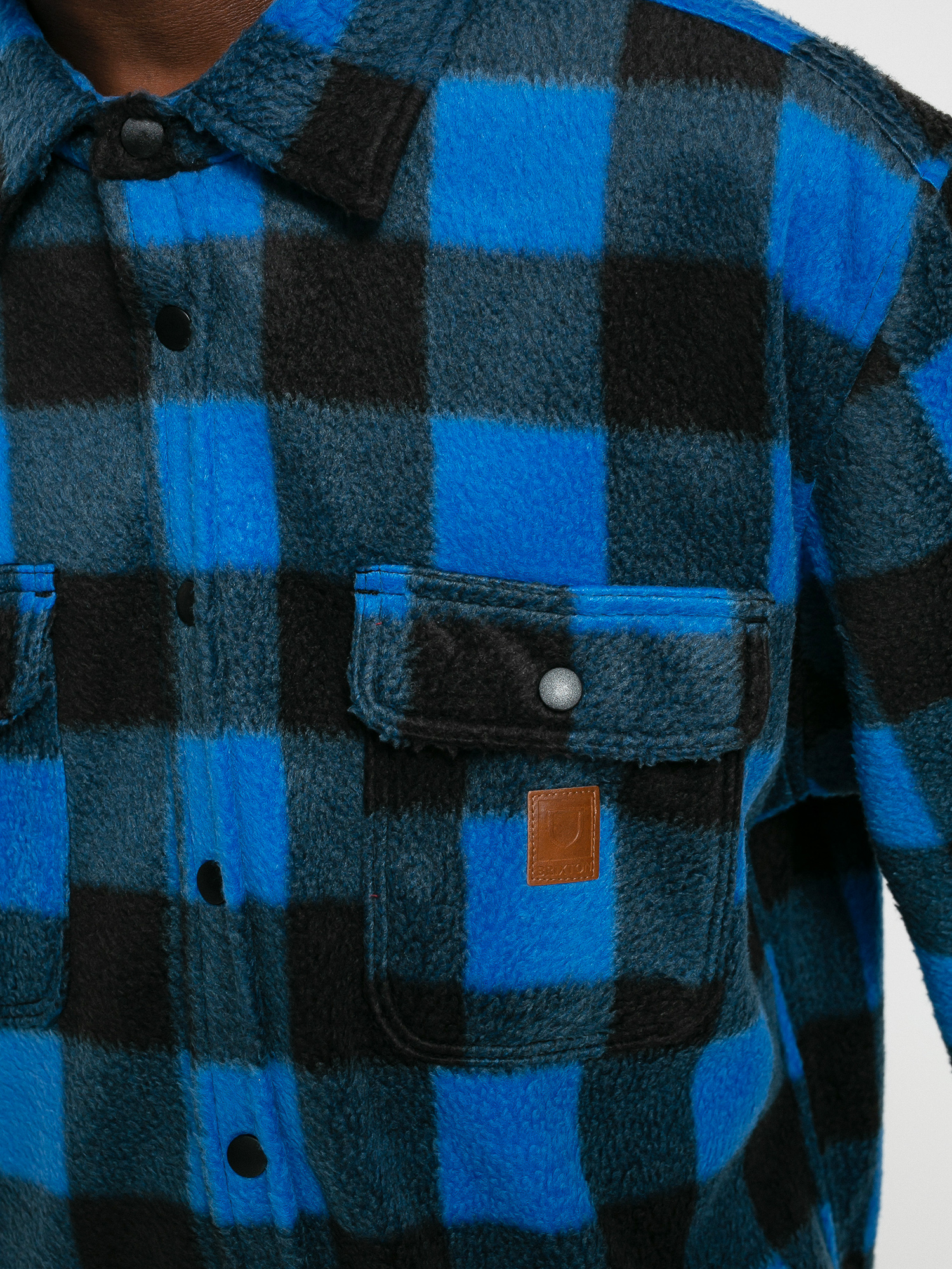 Brixton Bowery Arctic Stretch Flee Ls Shirt (blue plaid)
