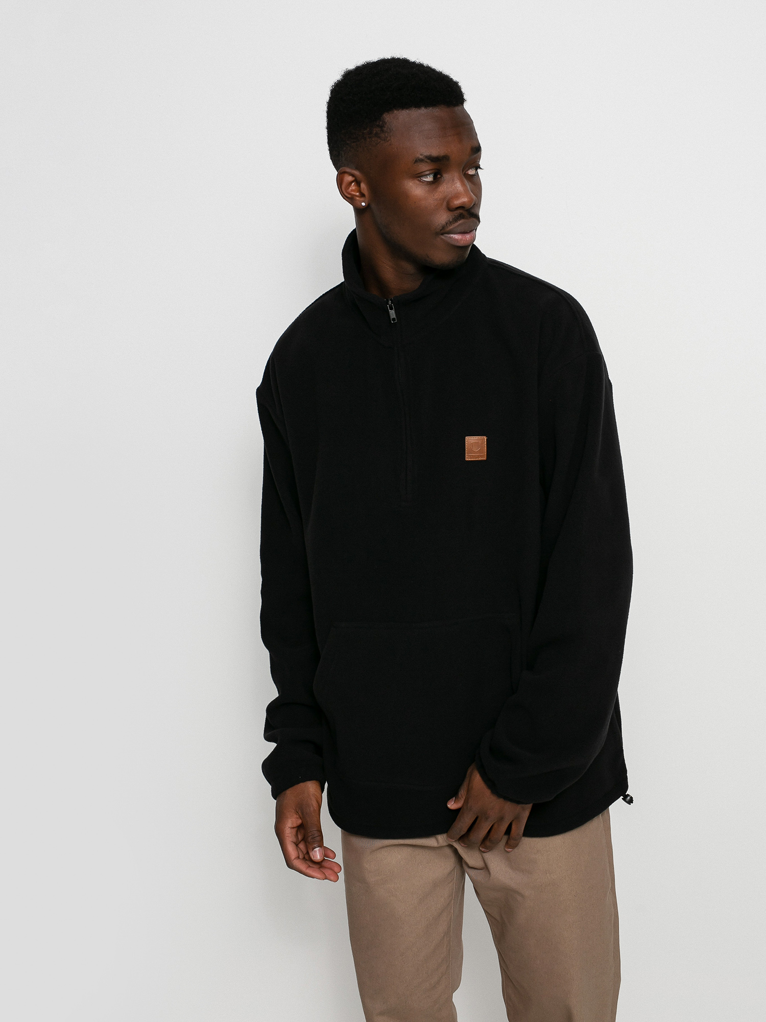 Brixton Beta Mock Neck 1/2 Zip HD Hoodie (black)