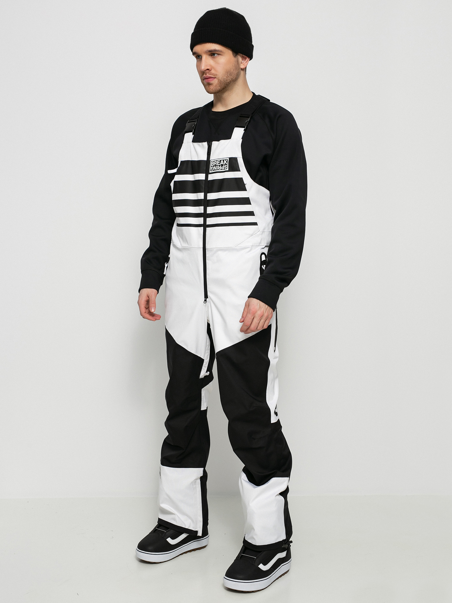Mens ThirtyTwo Spring Break Bib Snowboard pants (white/black)