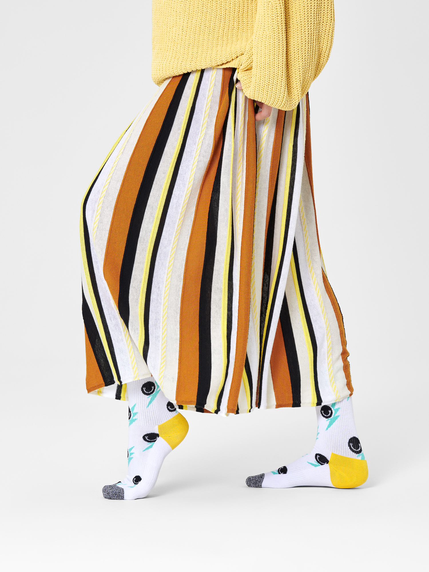 Happy Socks Smile Flash Crew Socks (white/mint)