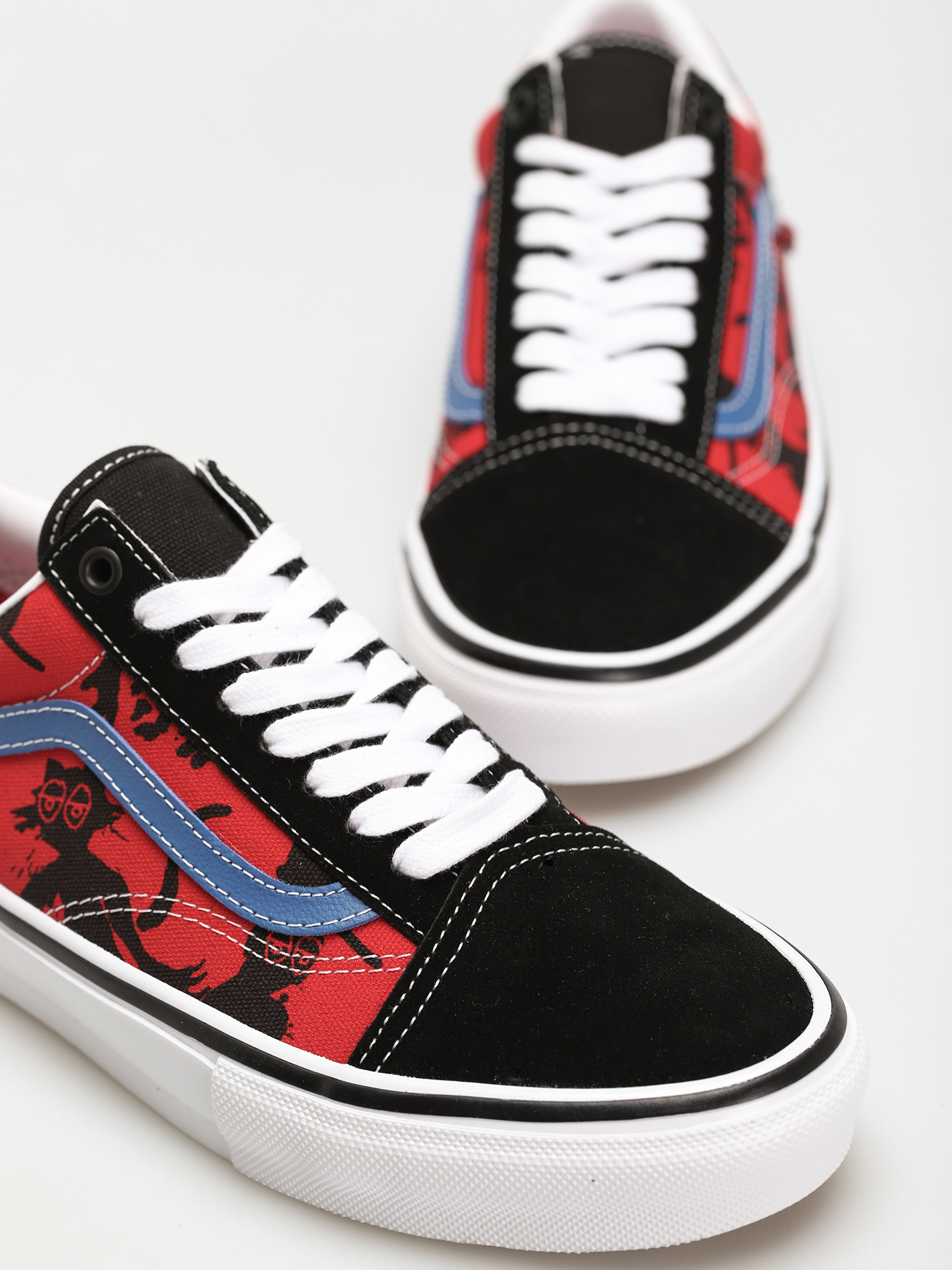 Vans X KROOKED Skate Old Skool Shoes (by natas for ray/red)