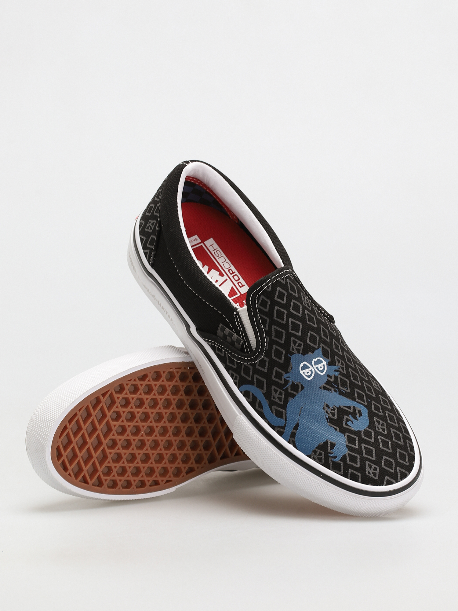 Vans X KROOKED Skate Slip On Schuhe (by natas for ray/black)