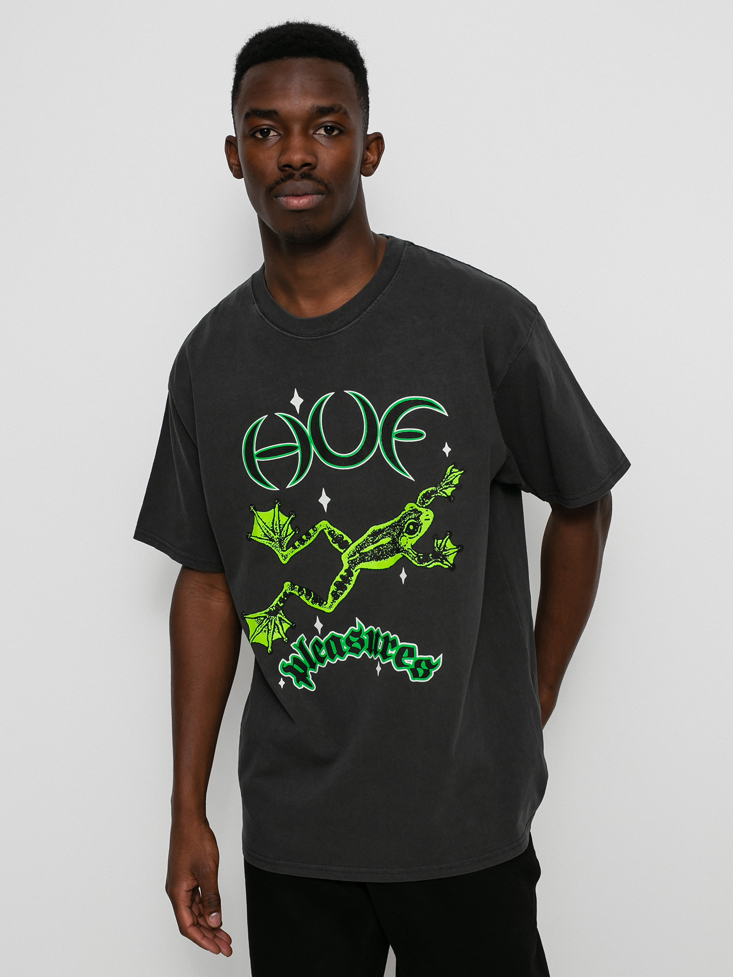 HUF X Pleasures Cane Washed T-shirt (washed black)