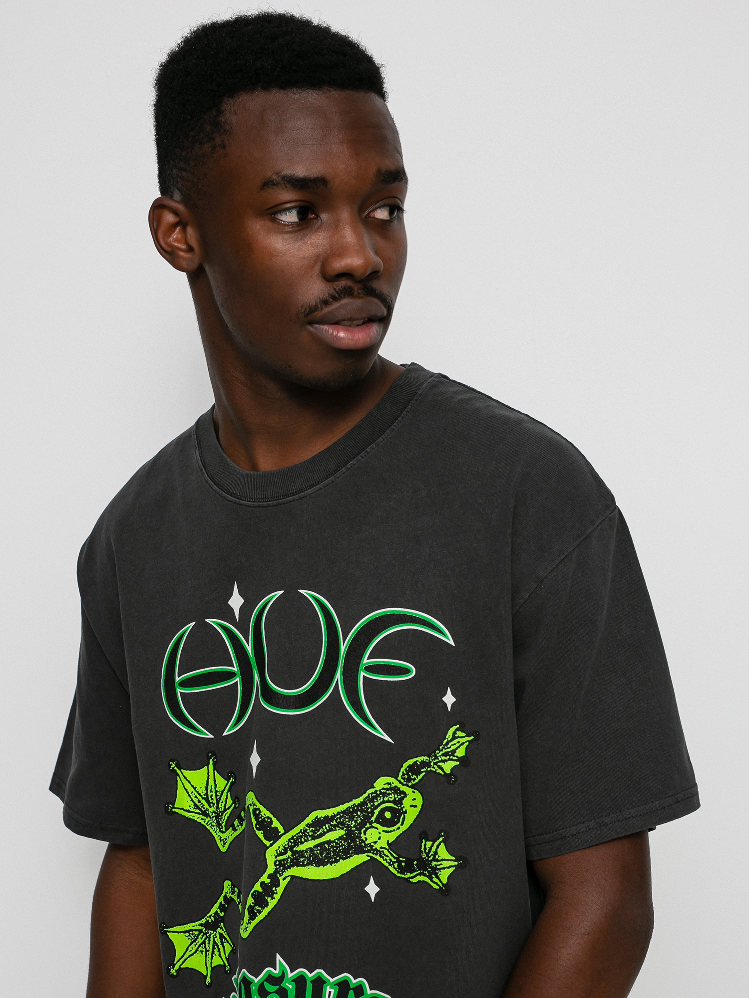 HUF X Pleasures Cane Washed T-shirt (washed black)