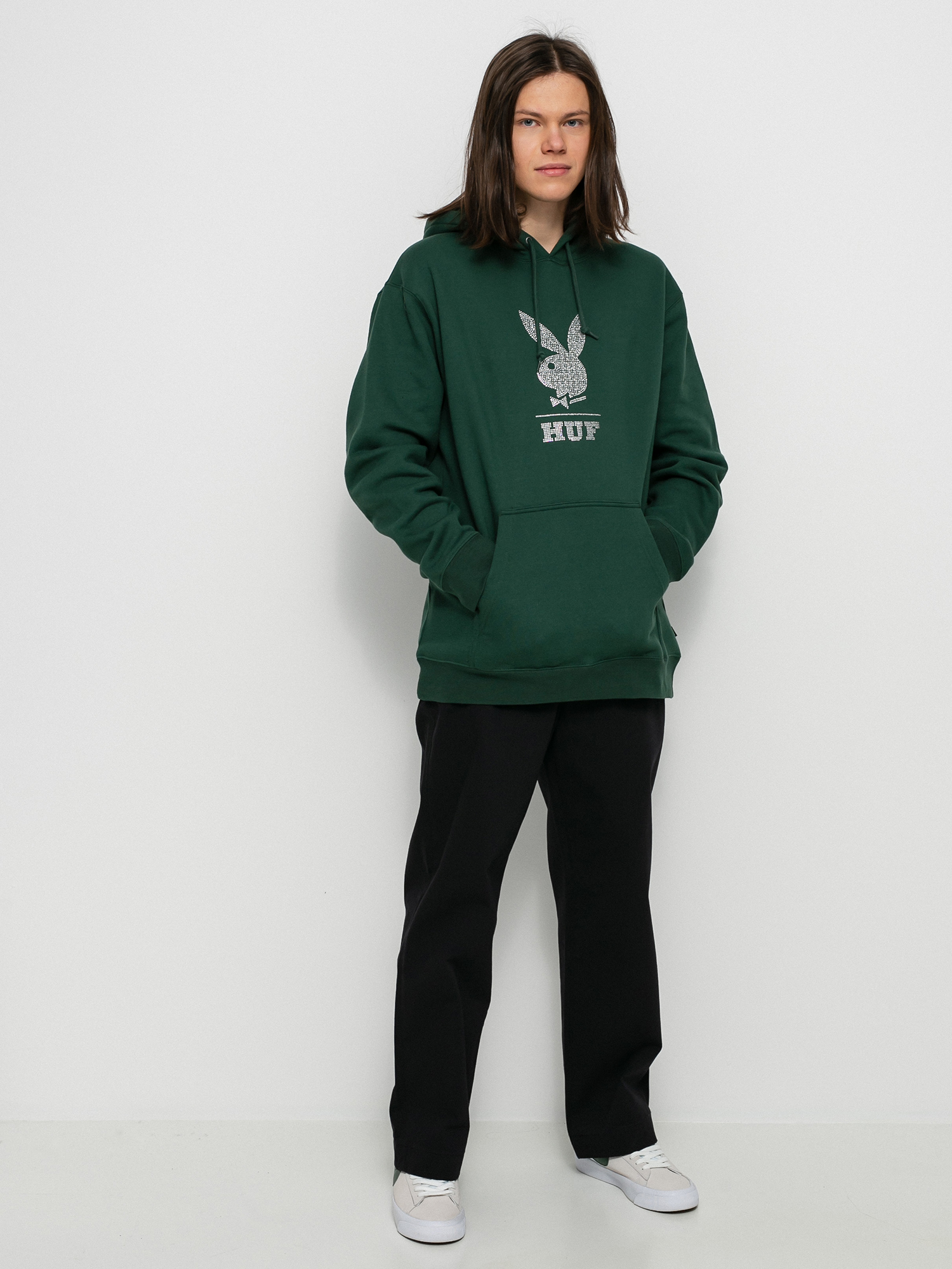 HUF X Playboy Rhinestone HD Hoodie (forest green)