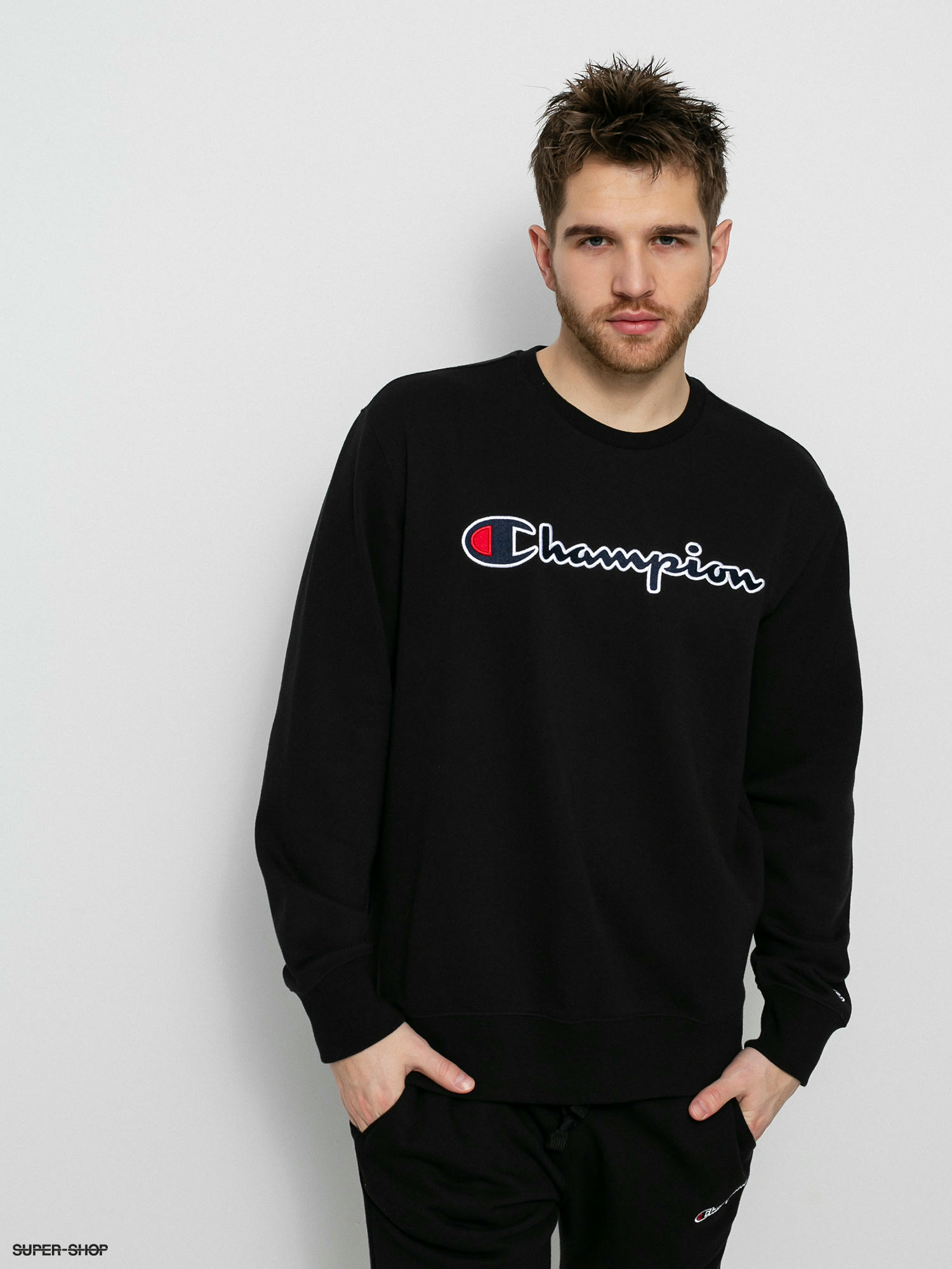 champion black crewneck sweatshirt